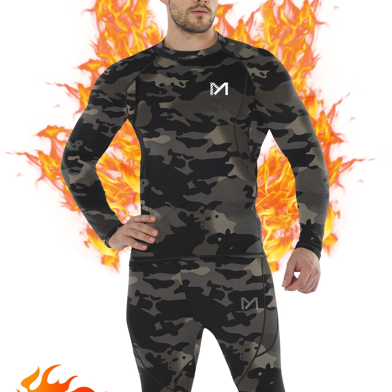 2pcs Winter Men's Thermal Underwear Set | Polyester Knitted Fabric, Solid Color, Autumn And Winter Sportswear For Sports, Fitness, Skiing