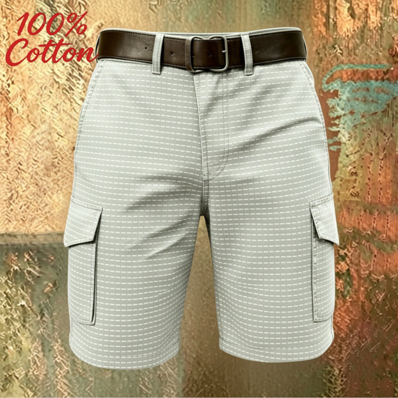Image of Men's 3d Printed Workwear Shorts - Y2k Retro Multi-pocket Beltless Shorts Suitable For Streetwear, Summer Outdoor & Casual Wear, Belt-free With Utility Pockets (no Belt Required)