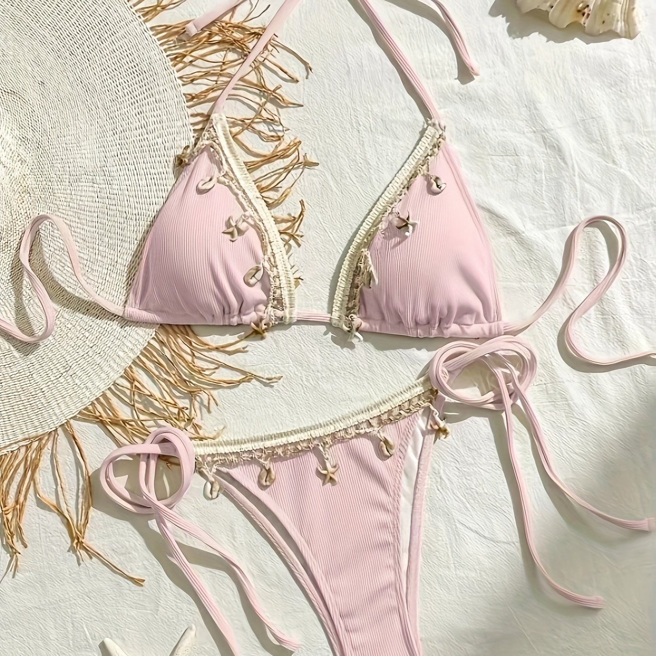 New Special Fabric Beach Shell Two-piece Swimsuit