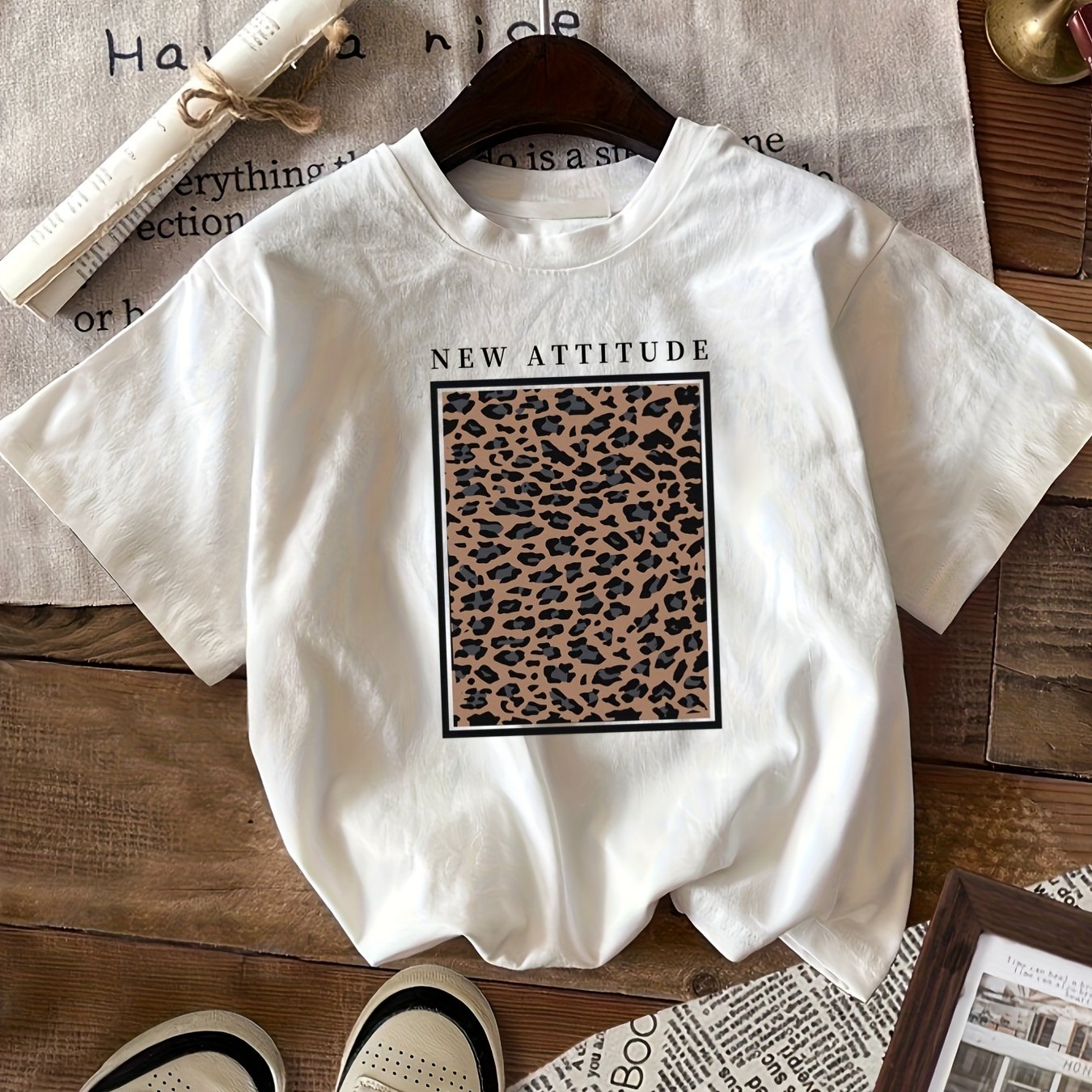 TEMU Women's Casual Sport Letter Print Round Neck Short Sleeve T-shirt