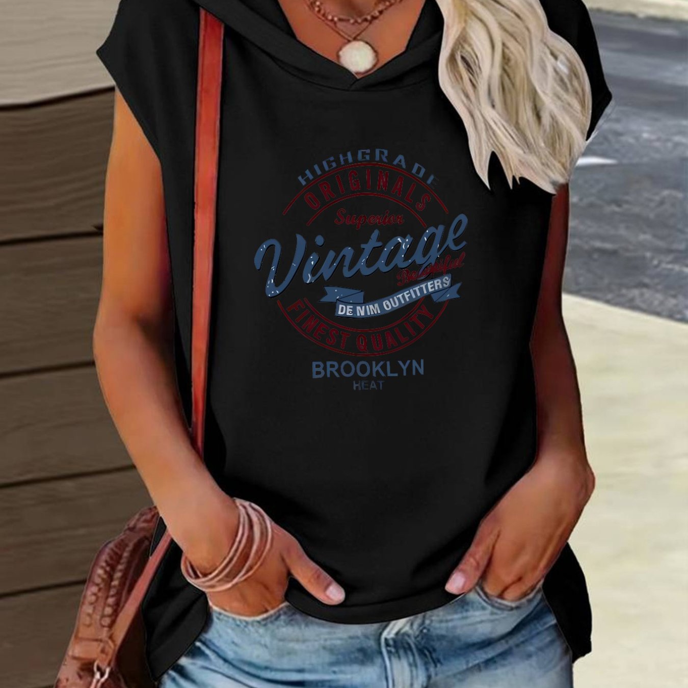 TEMU Relaxed-fit Comfortable Hooded Design With Vintage Print Showcasing Classic Quality. The Printed Pattern A Versatile And . New Summer