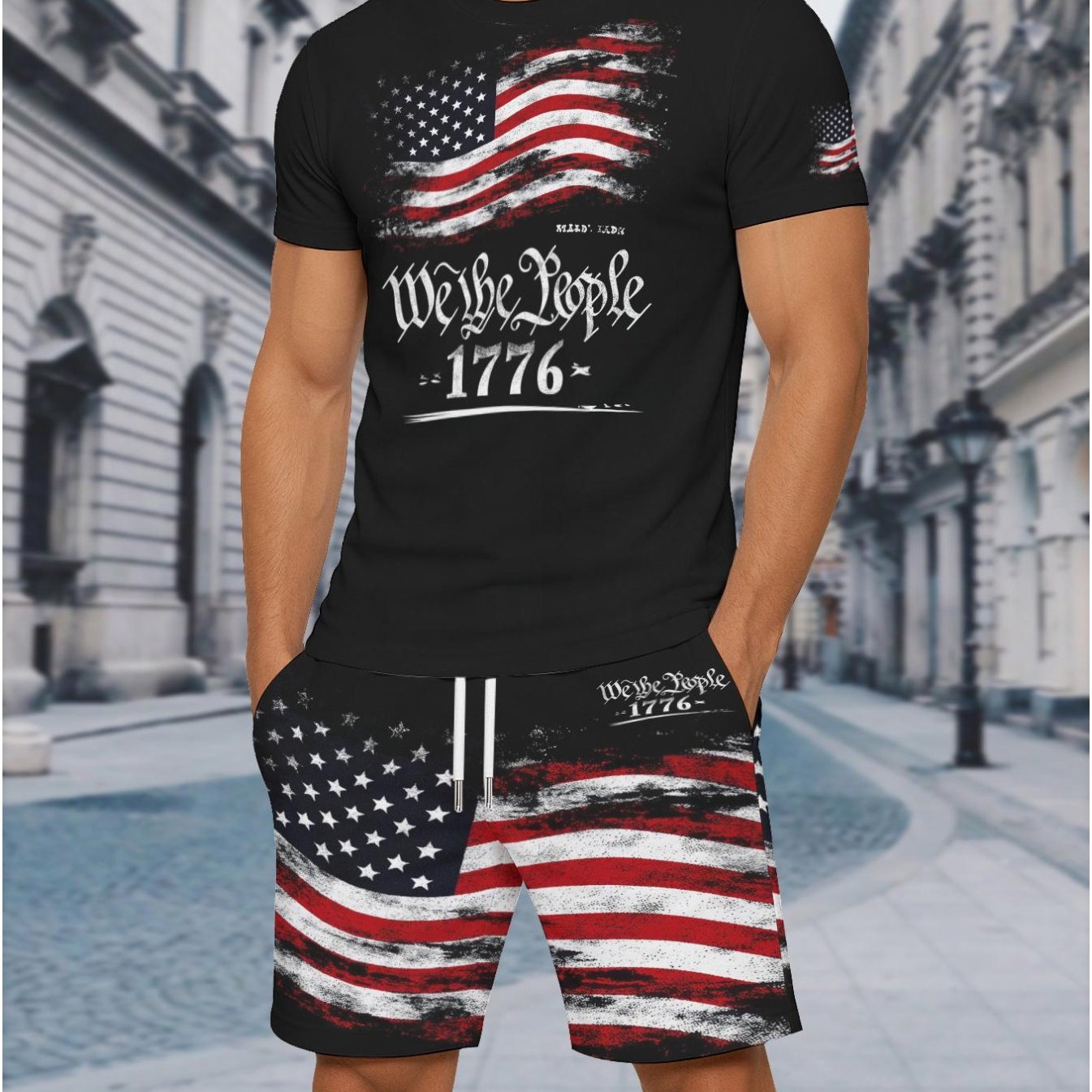 TEMU Cool Summer Men's Quick-drying Short-sleeved Shorts Casual Suit Sports Fitness 2pcs Breathable Sweat-absorbing Fitness Suit
