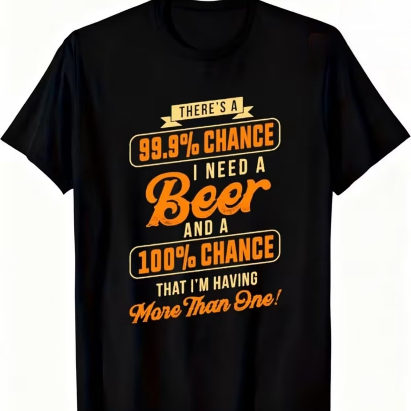 TEMU Men's High Of Drinking Beer Distressed Yellow-orange Fun Slogan Short Sleeve, Loose Round Neck Beer Lovers Casual Trendy T-shirt