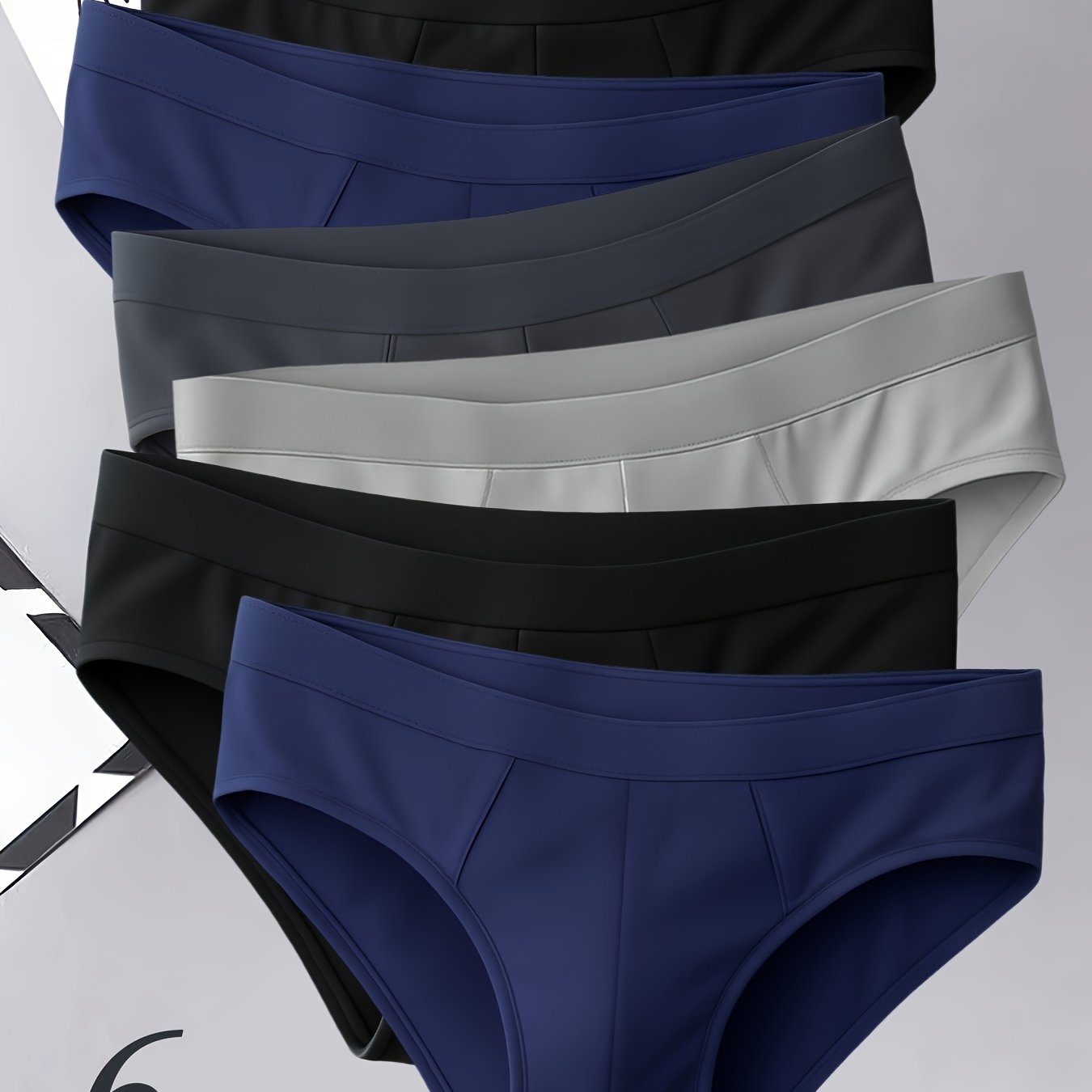 TEMU [brovanic] Random 6pcs Men' Briefs, Classic Men's Underwear Colors, Easy Solid, Close-fitting And Comfortable, Elastic Waistband, Wear