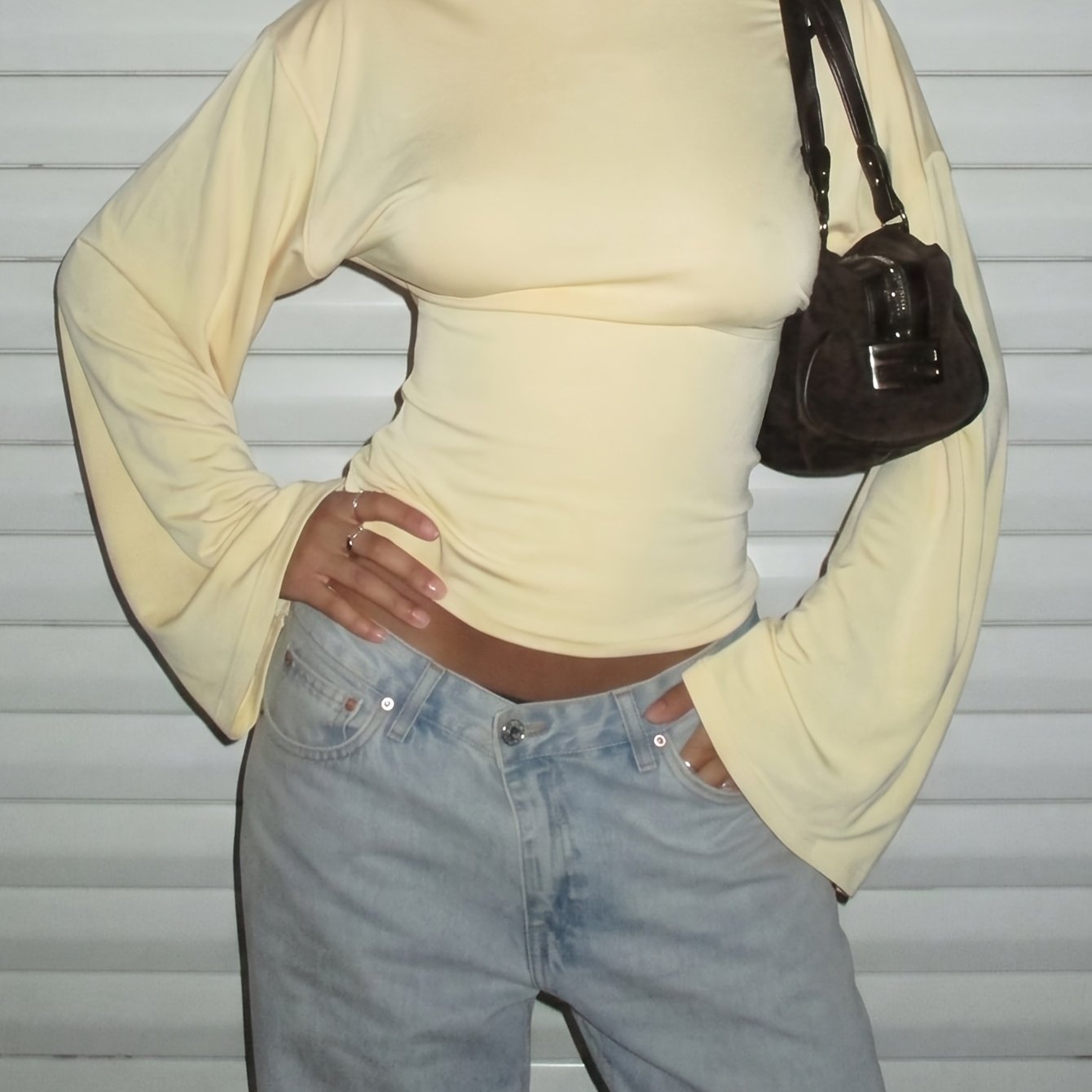 TEMU 2026 Nieuwe Herfst Stijl Nieuwe Dames Top Elegant Casual Design Boot Hals Lange Mouw Slim Casual Dames T-Shirt