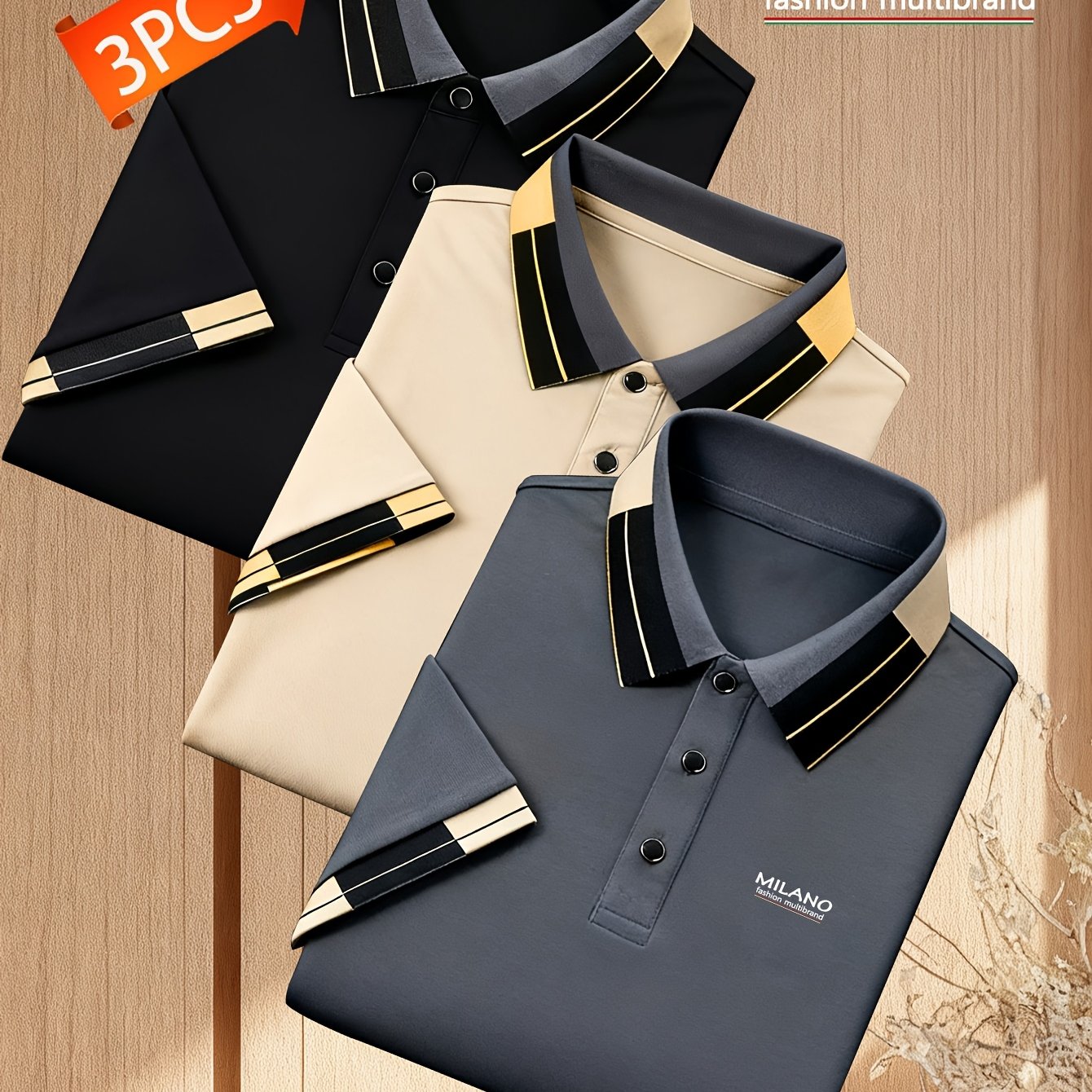 TEMU 3pcs Set Th-859 's Fashion Printed Short Sleeve Shirt, High-end Fabric Comfortable Versatile Casual Sportswear Top, Suitable For Golf Tennis