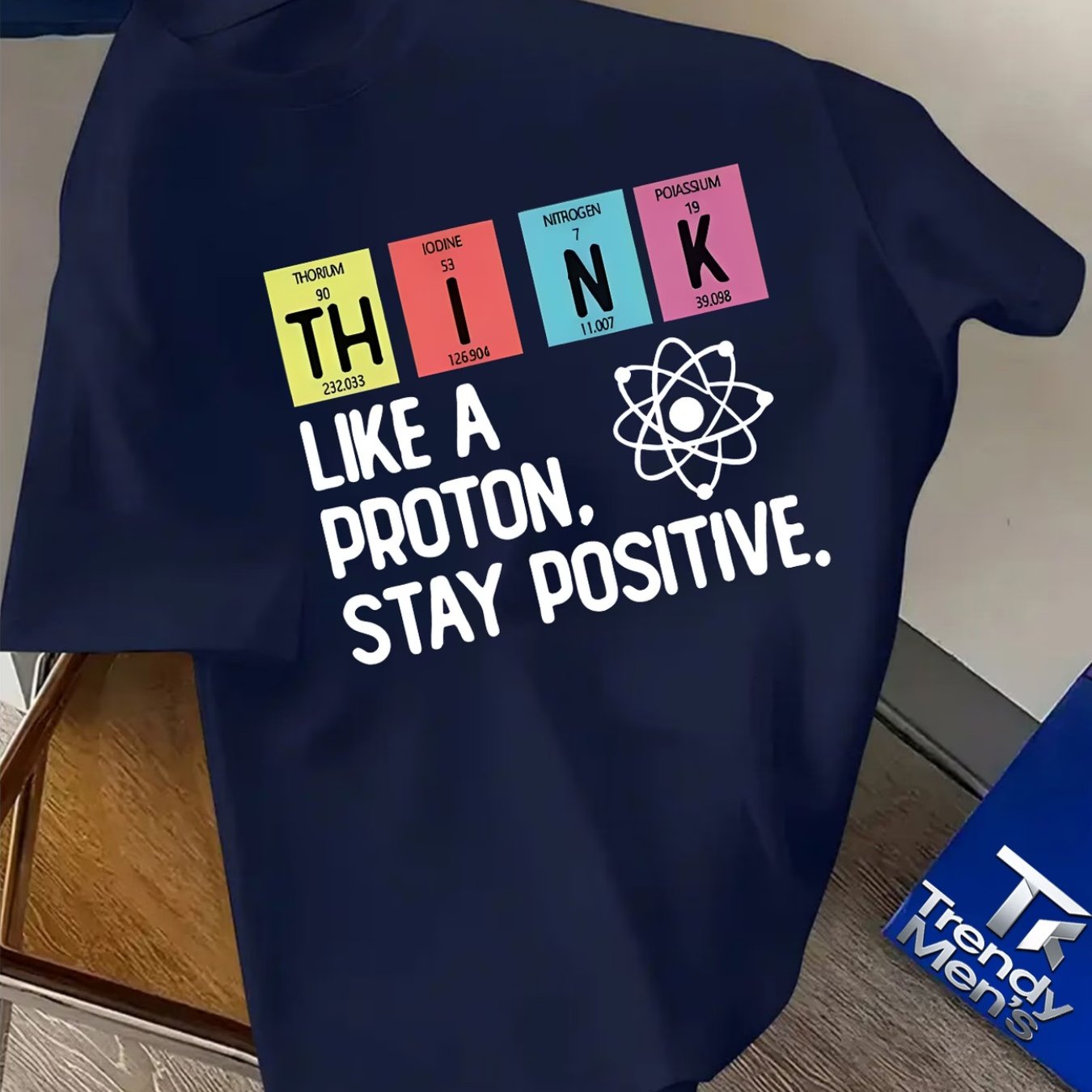 TEMU Men' Circle Gathering Short Sleeved T-shirt, For Periodic Table  Slogan Print Design, Chemistry Enthusiast Style, Laboratory Style, For