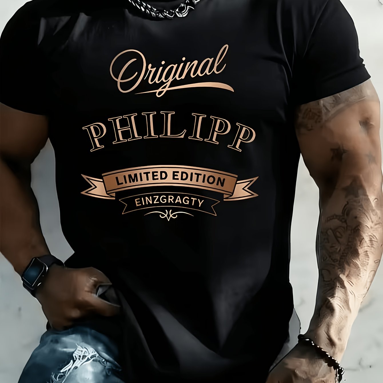 TEMU Men's T-shirt, Edition Text Print Short Sleeve, Heavyweight Blend Drapey Fit, Streetwear Trendy Style