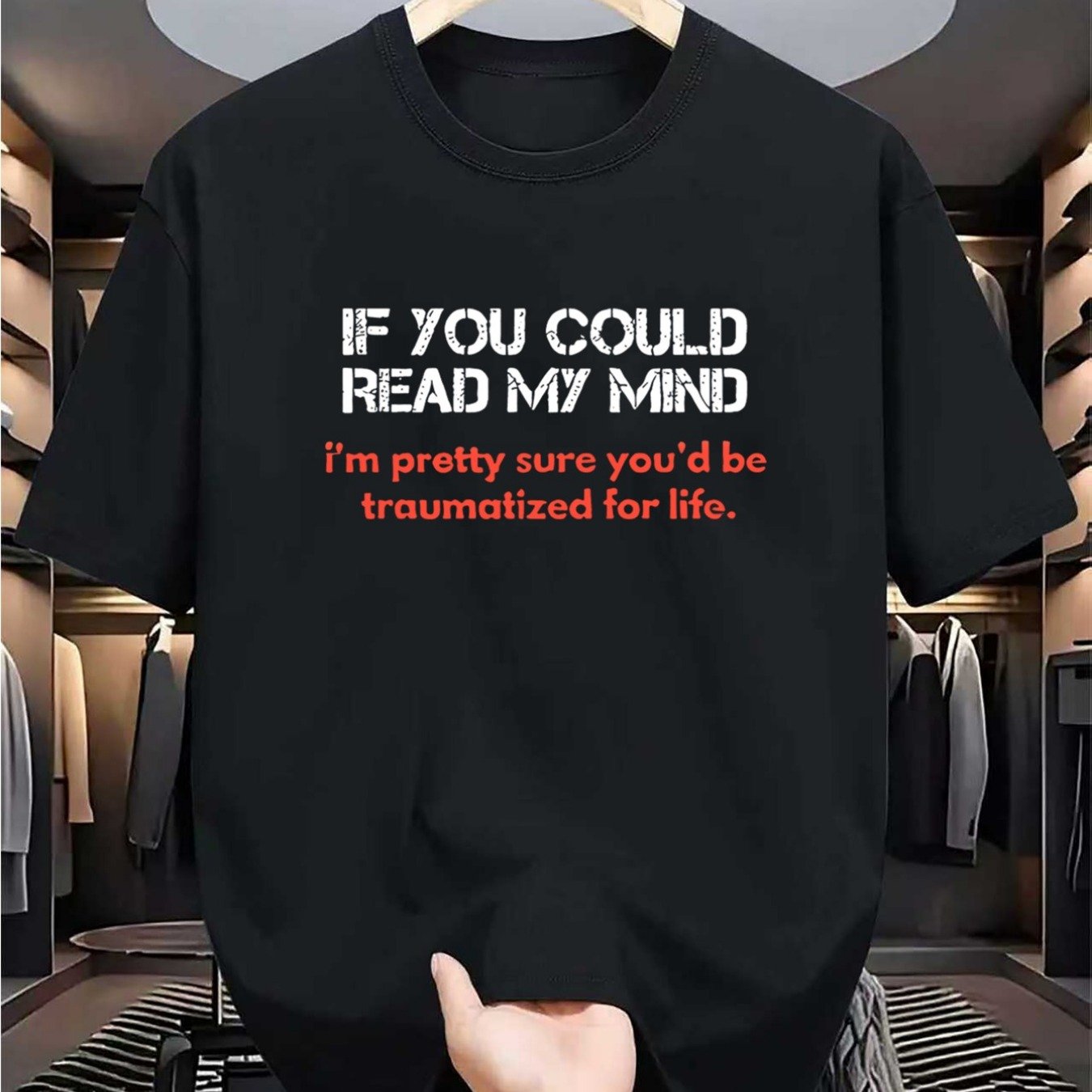 TEMU Men's Funny Sarcastic " Could " T-shirt - Red Text Print Mental Health Awareness Gift, Plus To Xxl, Lightweight 180gsm Loose Fit Casual & Gym