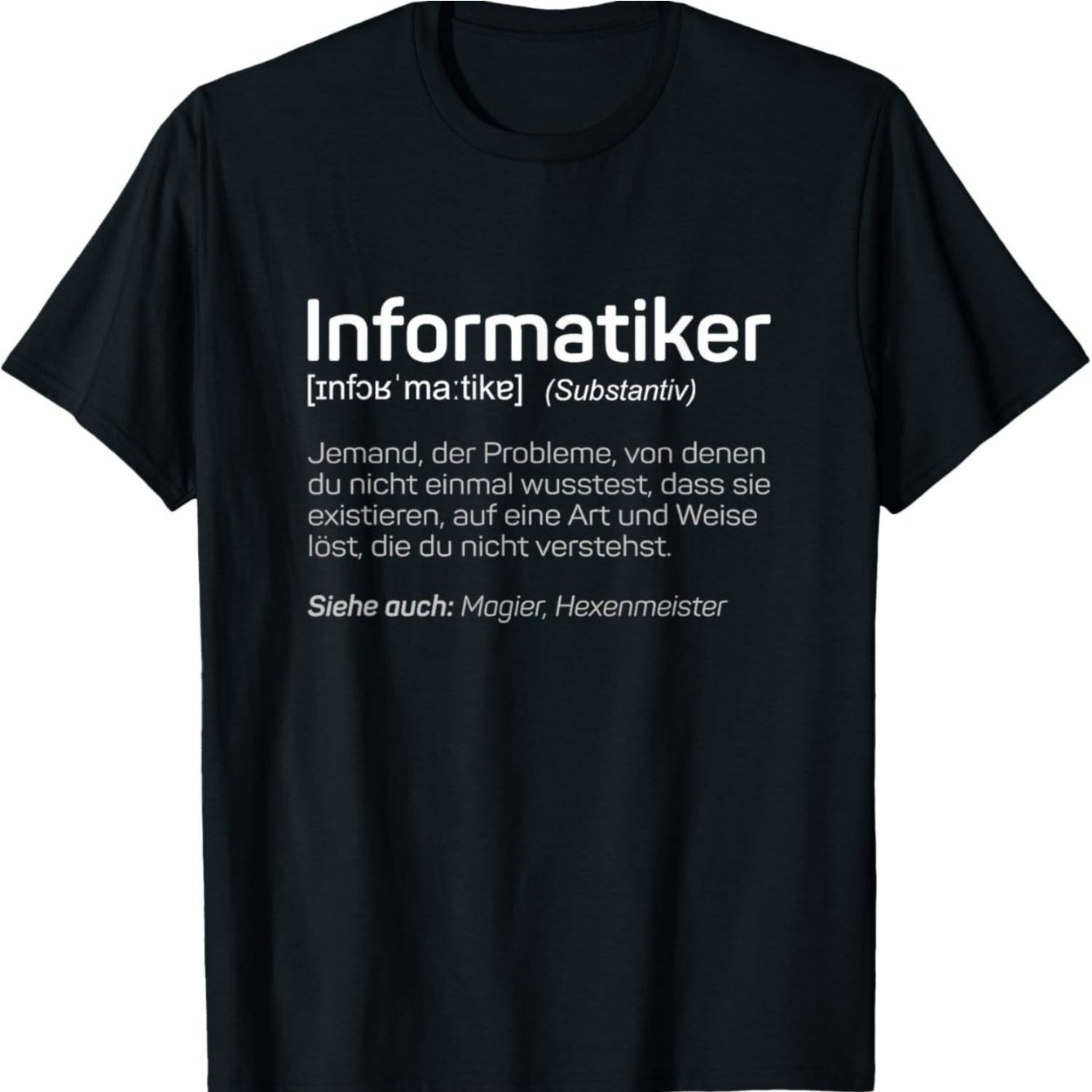 Image of Funny Computer Scientist Definition T-shirt For Men - Vintage Programmer Gift With German Text Print & It Nerd Humor, Lightweight Breathable Black & White Casual Round Neck Short Sleeve Tee