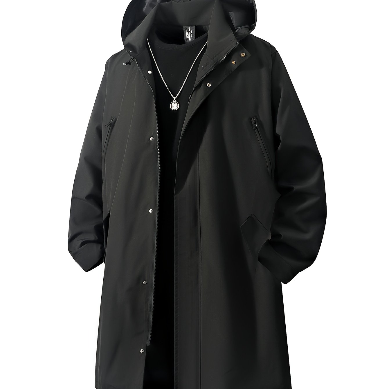 TEMU Veste de sport grande taille pour homme automne/hiver, Trench mi-long uni grande taille pour homme, Veste de sport décontractée pour l'extérieur