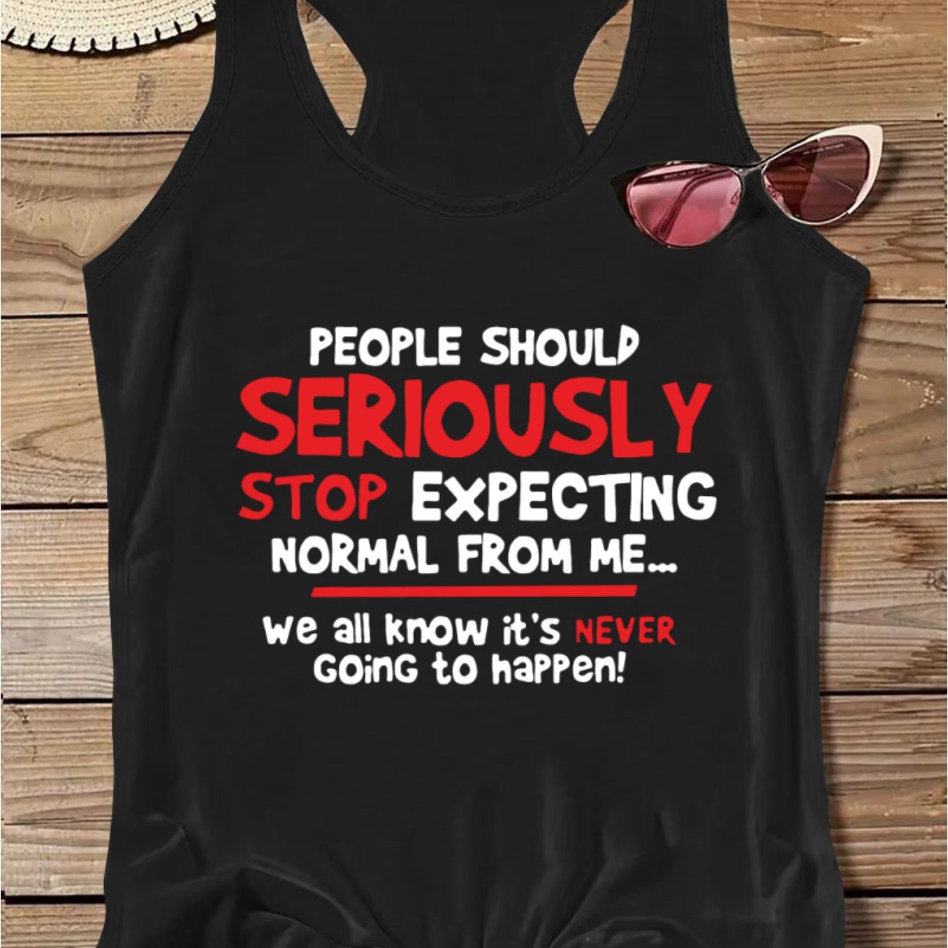 TEMU Plus Size, Plus Size Women's Fashion Letter Print Tank Top