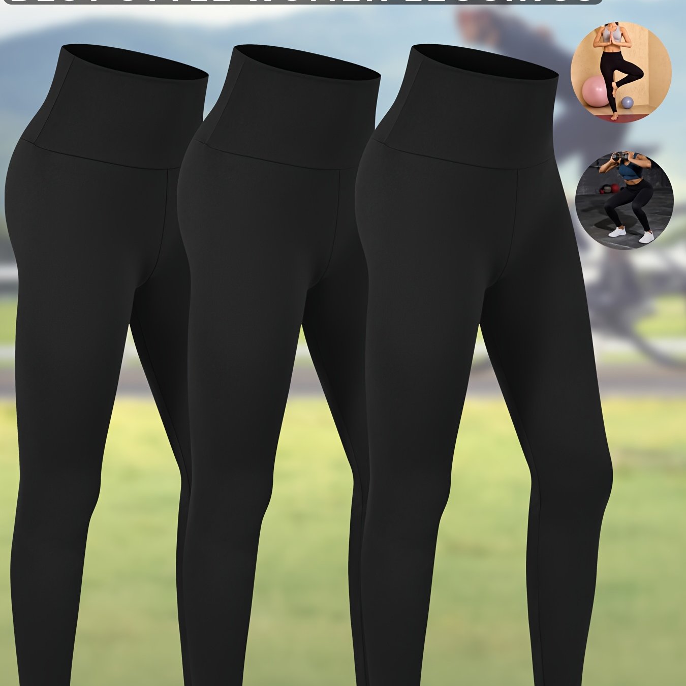 E-shop 3er Pack Superweiche Leggings für Damen, High Waist Bauchkontrolle, blickdichte Workout Yoga Laufhose Leggings