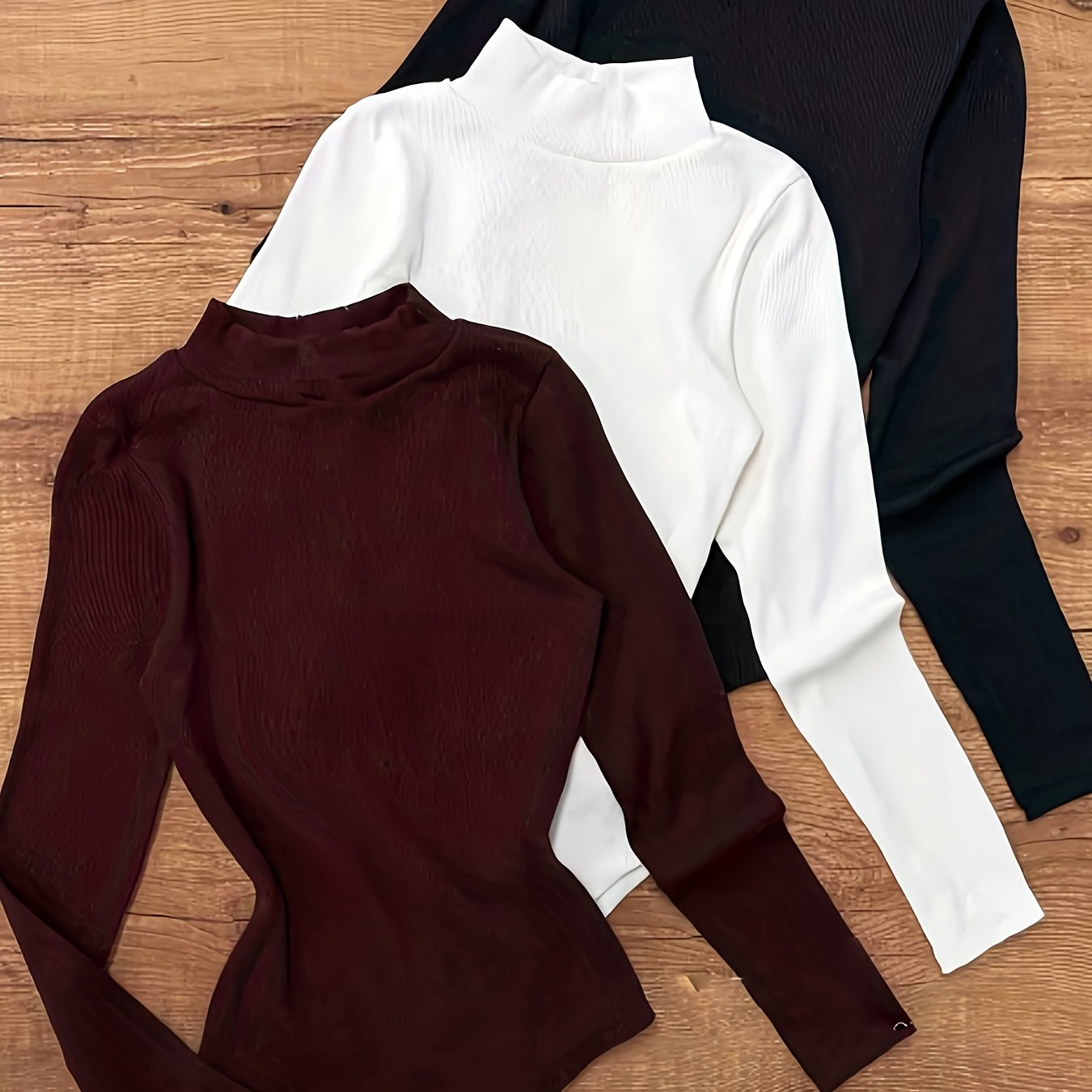 TEMU Ensemble 3 pièces de body pour femmes, col roulé à manches longues, haut moulant et , ensemble d'automne et d'hiver pour femmes, manteau,
