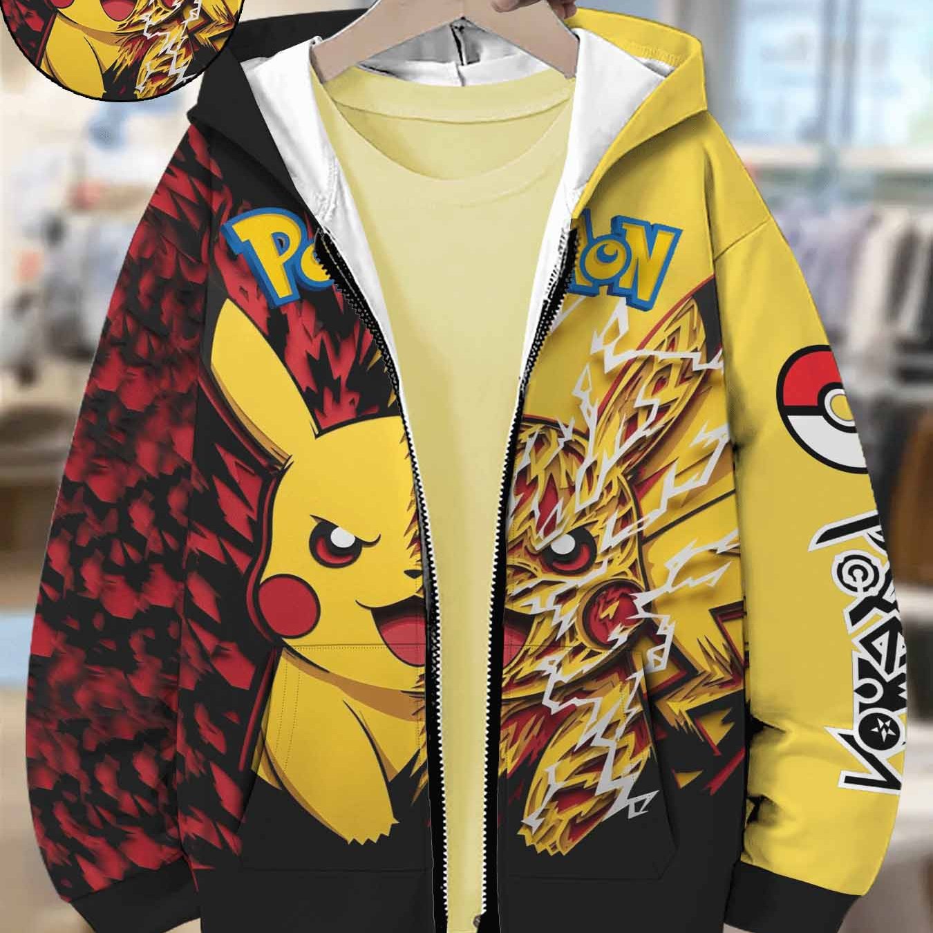 TEMU Sweat-shirt à capuche zippé pour garçons, thème animal de compagnie avec éclair contrasté noir et rouge, imprimé nucléaire de fission et de ,