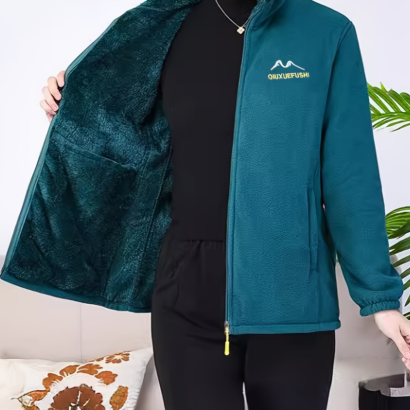 TEMU Autumn Winter Thickened Fleece Cardigan, Casual Fleece Top Jacket, Winter Ultra-warm Women's Fleece Thickened Fashion Versatile Coat, Stand