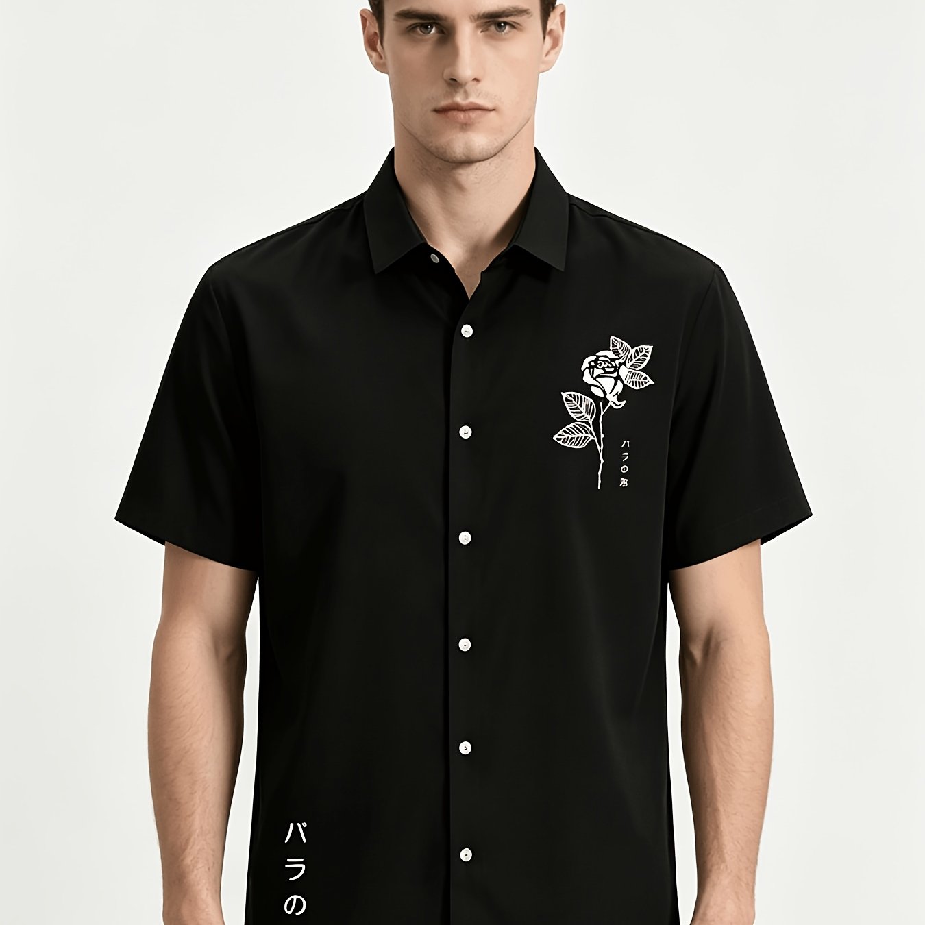 TEMU Printed Men's Summer Short-sleeve Button- Shirt