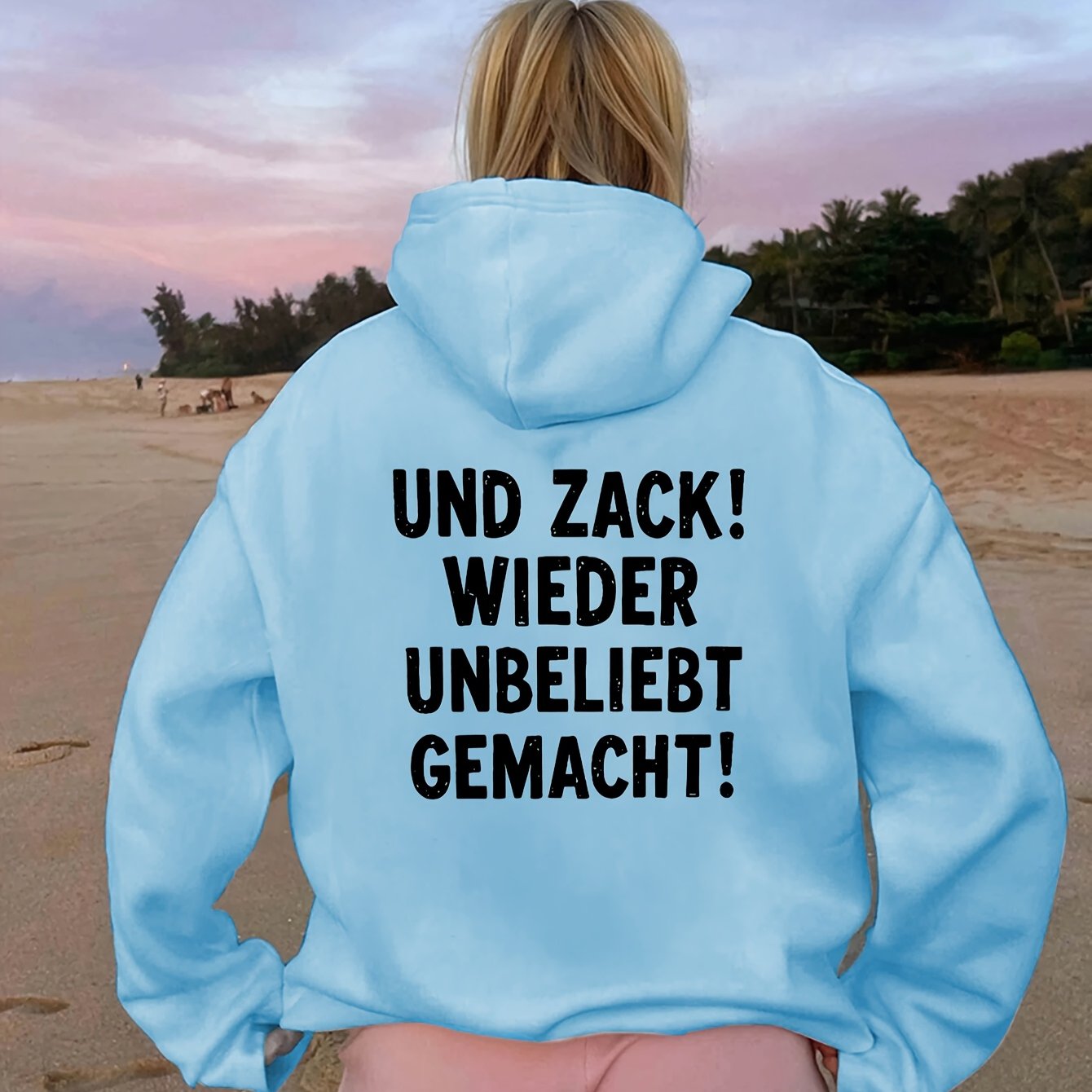 TEMU Women's Fashionable Hooded Sweatshirt For Work Und ! Letters On The Baggy Pocket. Women's Casual Sweatshirt For Swear. Fall/winter Style. Long