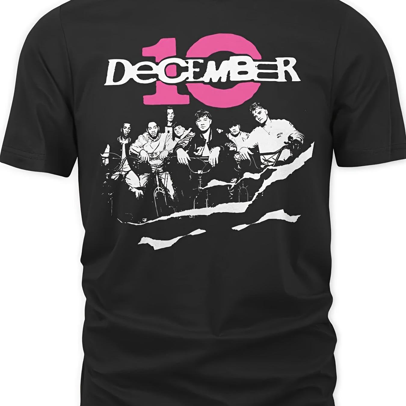 December 10 Merch Shirt Suitable For Casual Round Neck With Iconic Print Machine Washable Regular Fit Concert Merchandise Attire Black, Plus Size