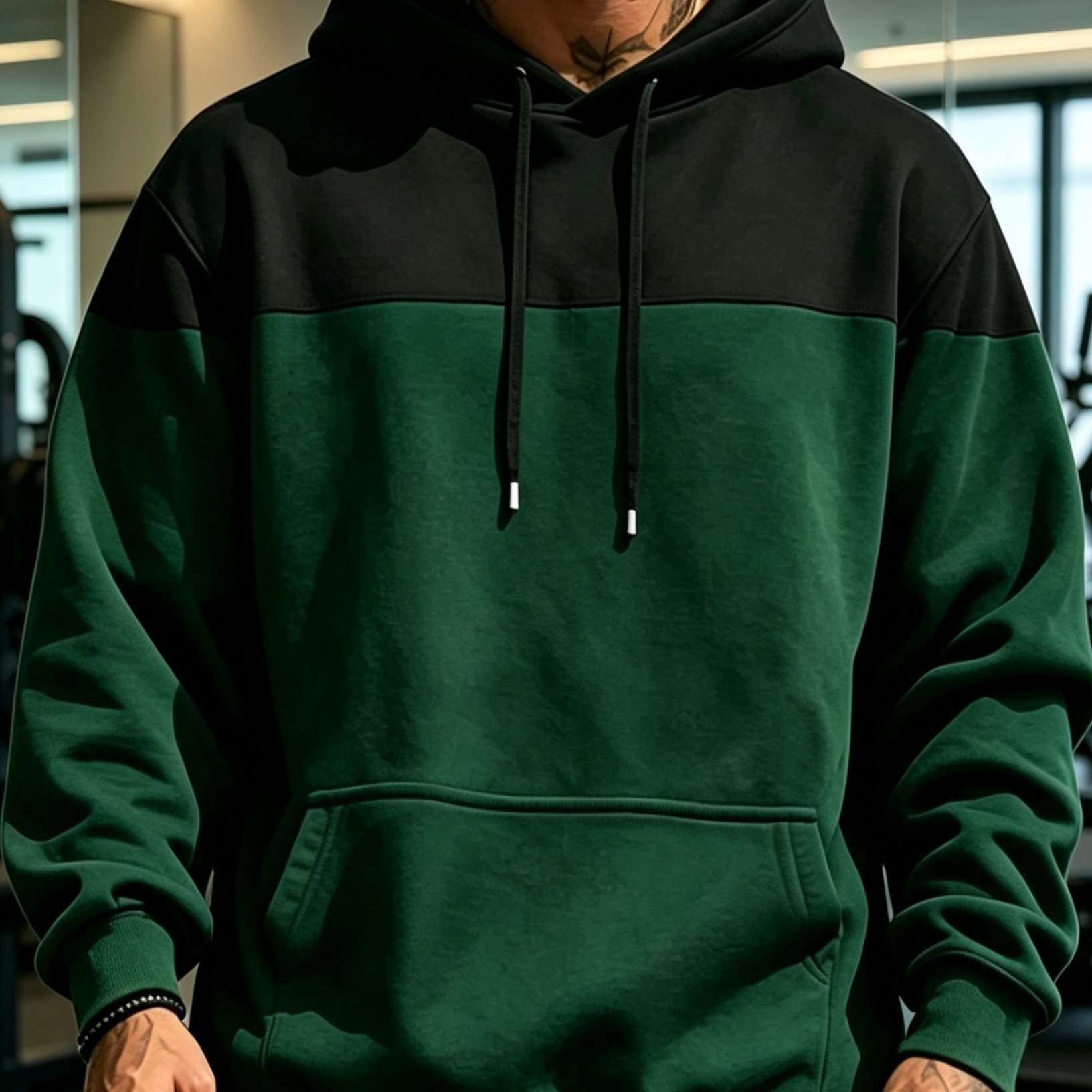 TEMU Men's Casual Sports Color-block Hooded Sweatshirt, Easy All-match Pullover Hoodie, Suitable For Daily Commute, Outing , And Casual Sports,