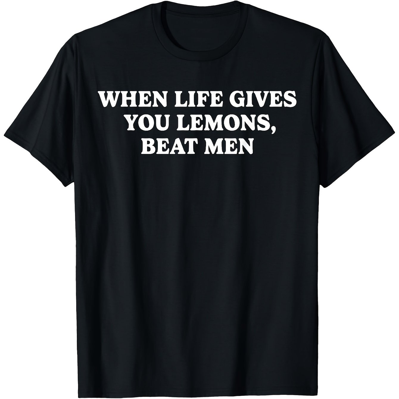 TEMU Men's Funny "life You Lemons Make Lemonade" Sarcastic T-shirt - Lemon Print Humor Crew Neck Tee, Machine Washable Casual Shirt Suitable For