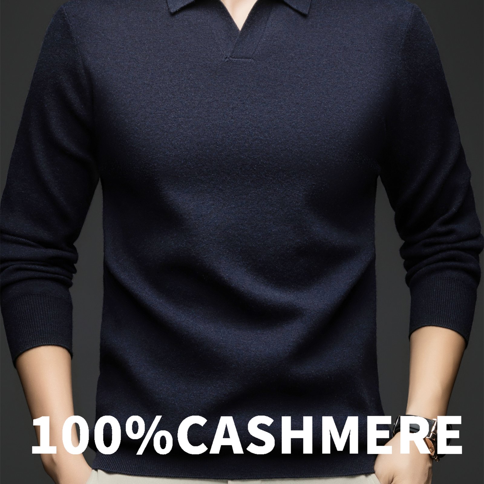 TEMU Tswx 100% Autumn/winter Knitted Three-dimensional Solid Color Lapel Sweater, Basic Pullover Knitwear, Men's Fashion Long-sleeve Knit Top, Men's