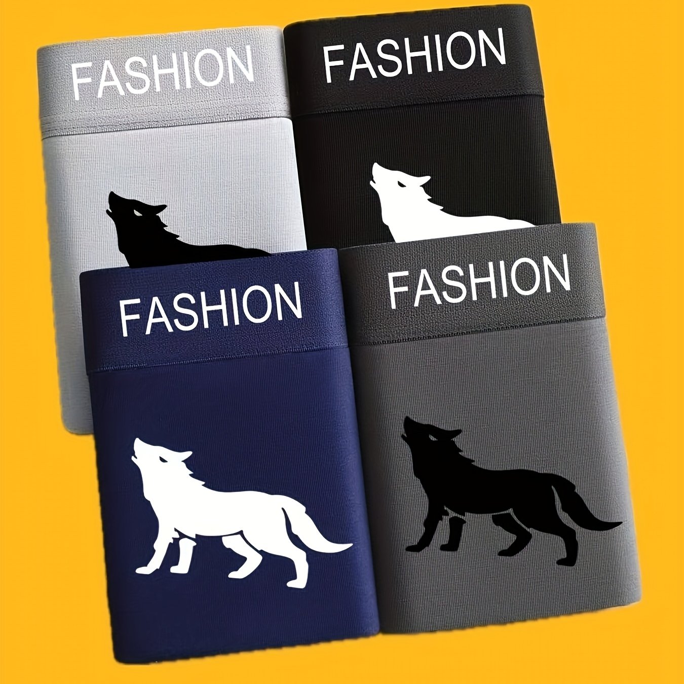 TEMU 4pcs Sous-vêtements pour hommes à , shorts élastiques respirants à séchage rapide, tissu tricoté décontracté, élasticité moyenne