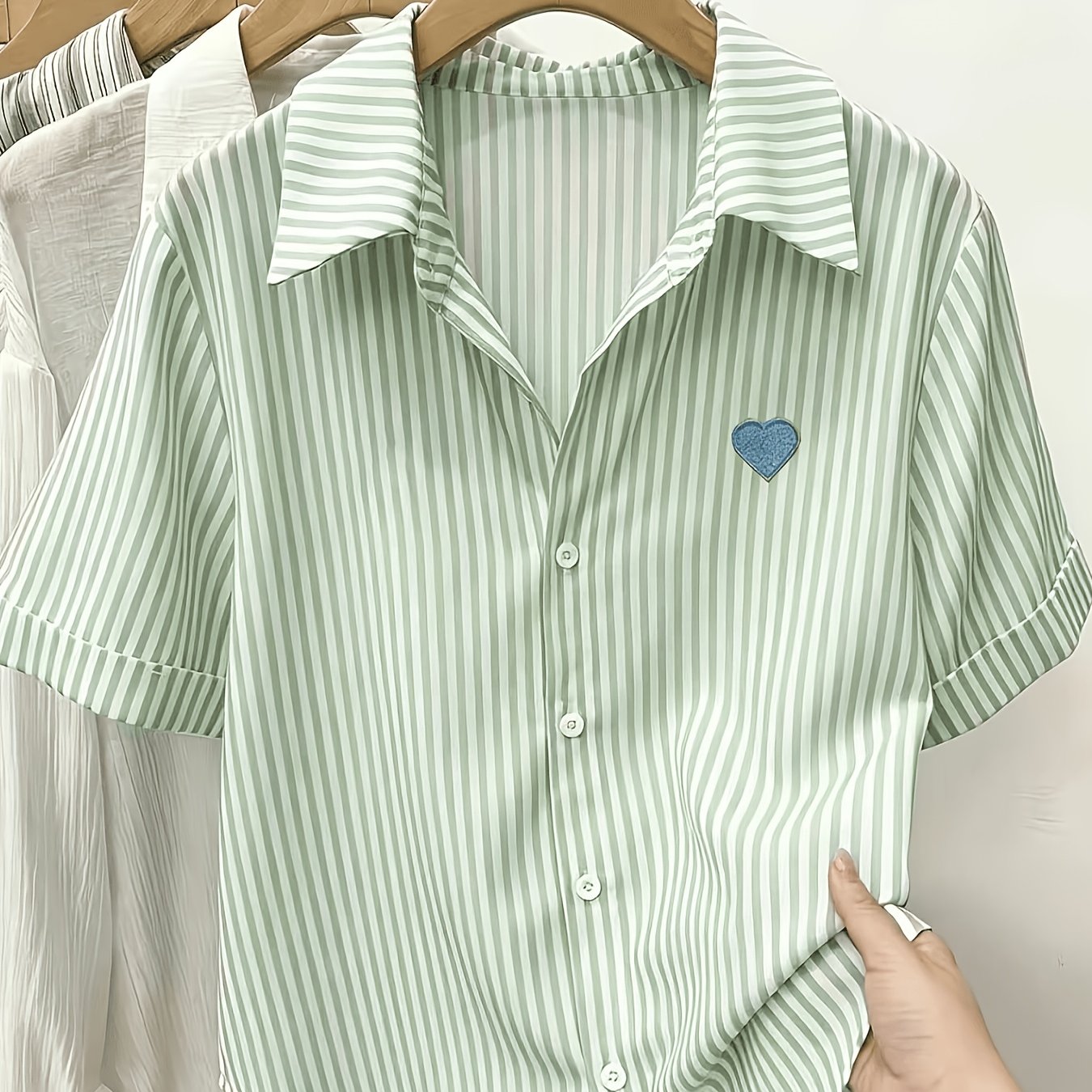 TEMU [printed Design - Not Textured] Women's Color-block Striped Shirt, Soft, Comfortable, Breathable, Versatile Design