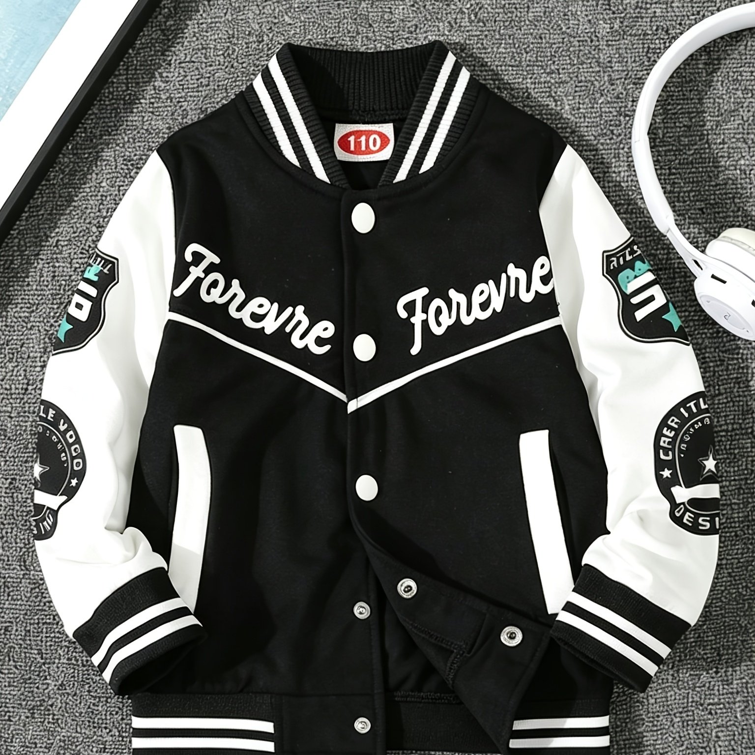 Image of Clothing Kids' Jacket Boys' Spring Autumn Style Baseball Uniform Mid-large Size Casual Jacket Spring Autumn Outfit Top Trendy Jacket