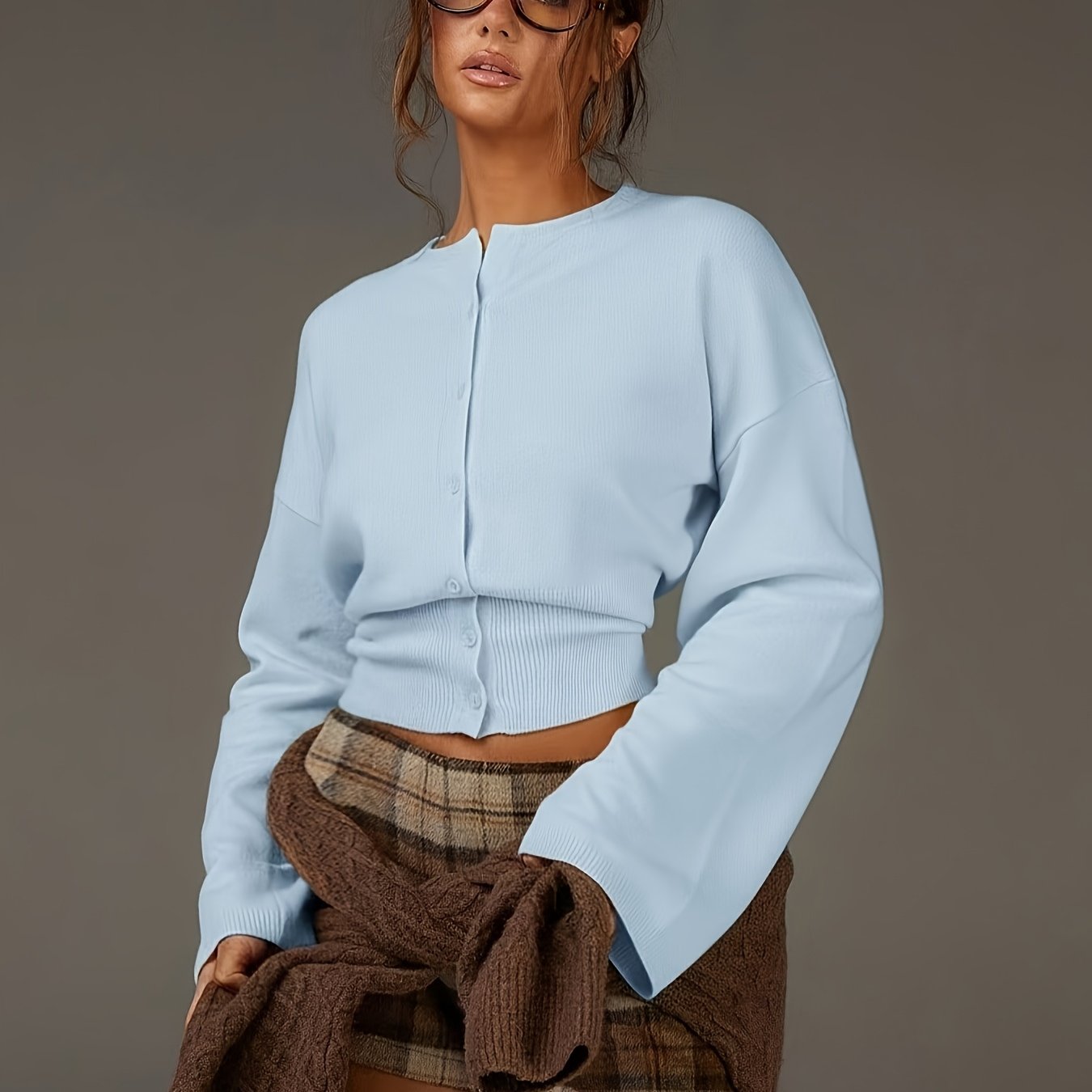 TEMU [qd260517055]lazy Drop Shoulder Versatile Cardigan, Soft And Skin-friendly, Ultra Comfortable, Stylish Commuter Casual Temperament Women's