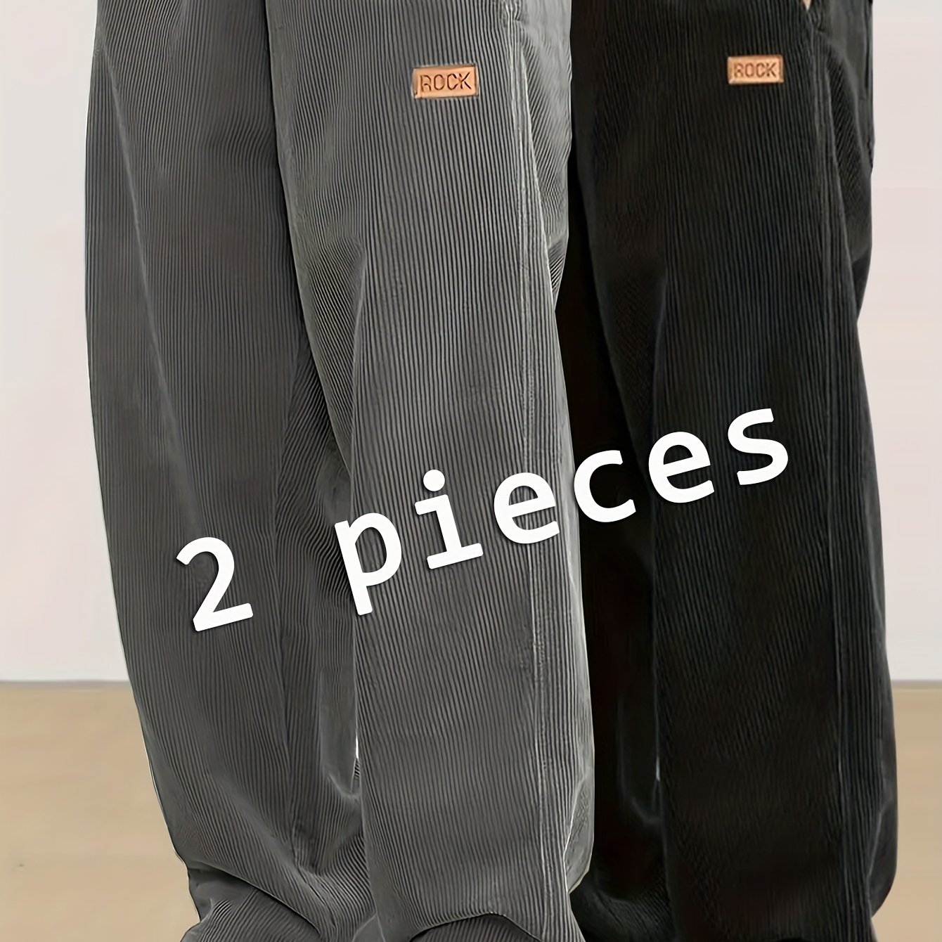 E-shop 2 Stück Herren Cordhose mit elastischem Bund, gerade Beine, Kordelzug, vielseitig für Sport