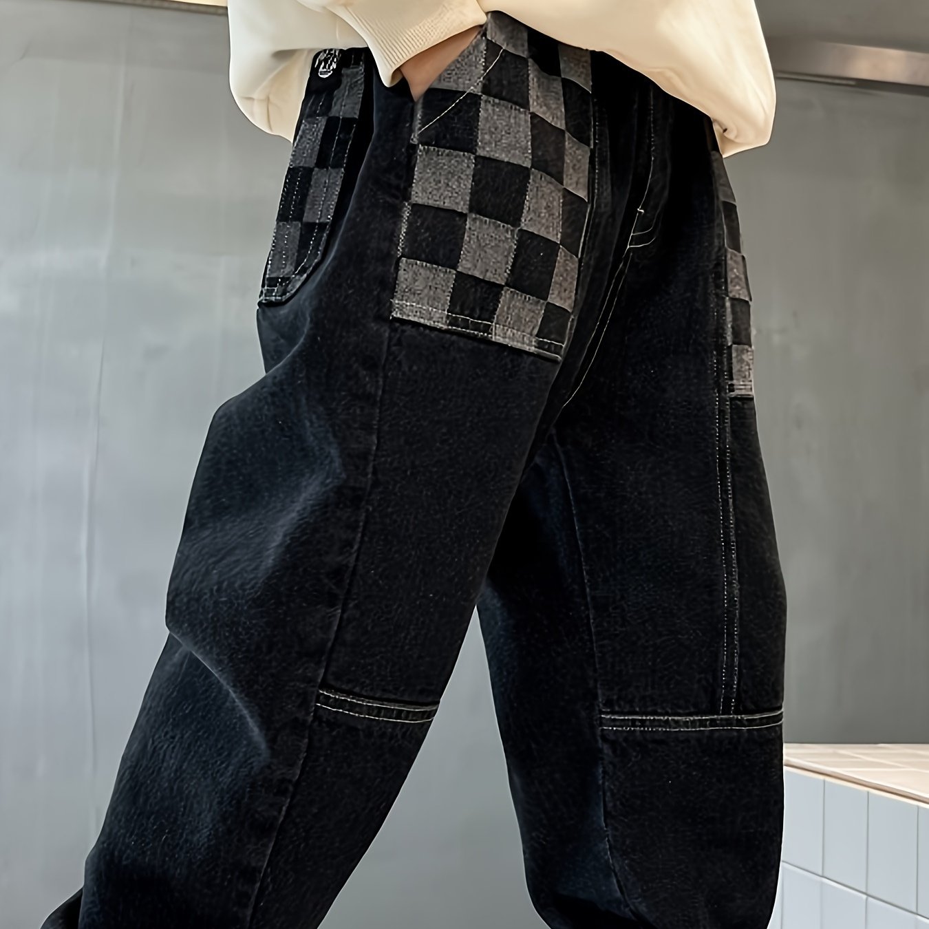 Image of Boys' Autumn Trousers, Spring And Autumn Style 2023 New Trousers, Big Boys' Jeans, Autumn Boys' Trendy Style