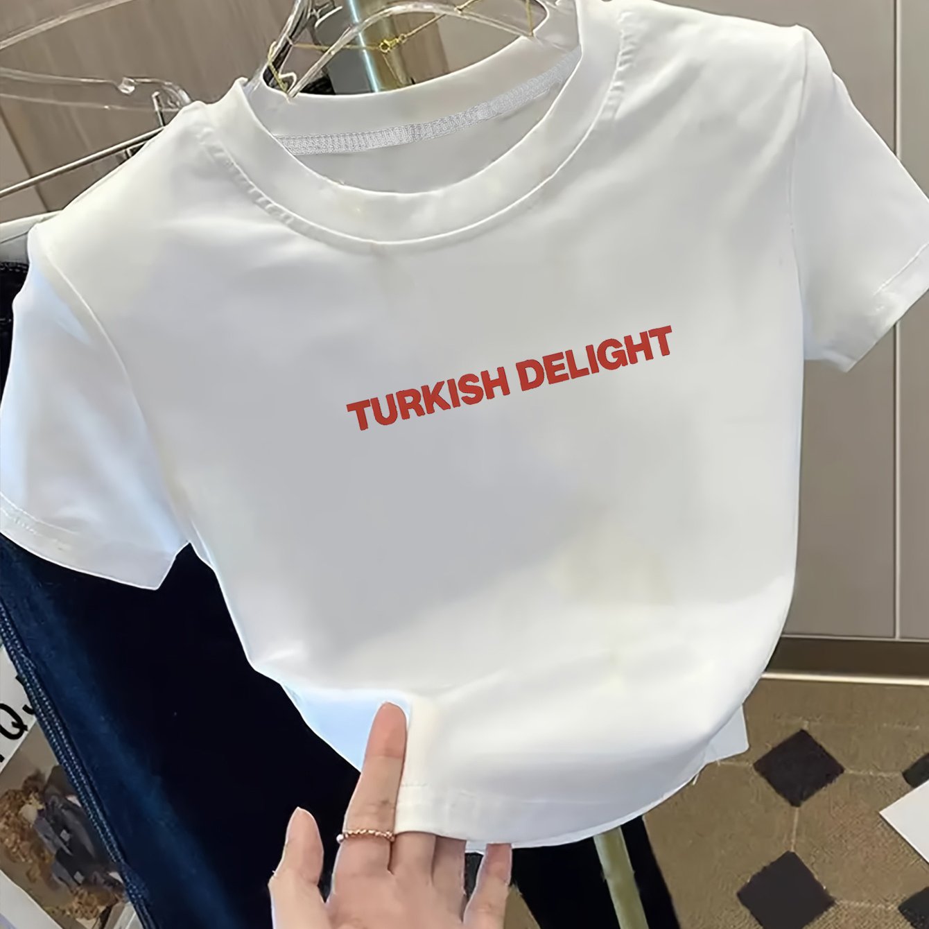TEMU 1pc (y2k) Turkish Print Women's Printed Pattern Casual Short Sleeves Short Length T-shirt, Perfect For Birthday Gift, Holiday