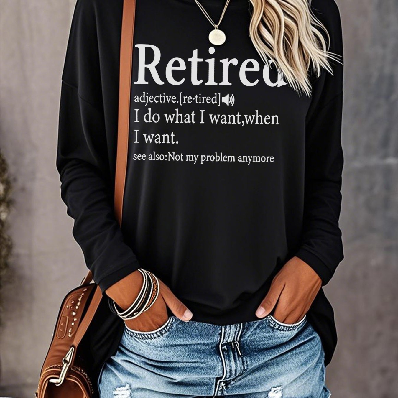 TEMU Ladies' Spring/autumn Fashion Pattern Print T-shirt, Long Sleeve Round Neck Casual Top #012