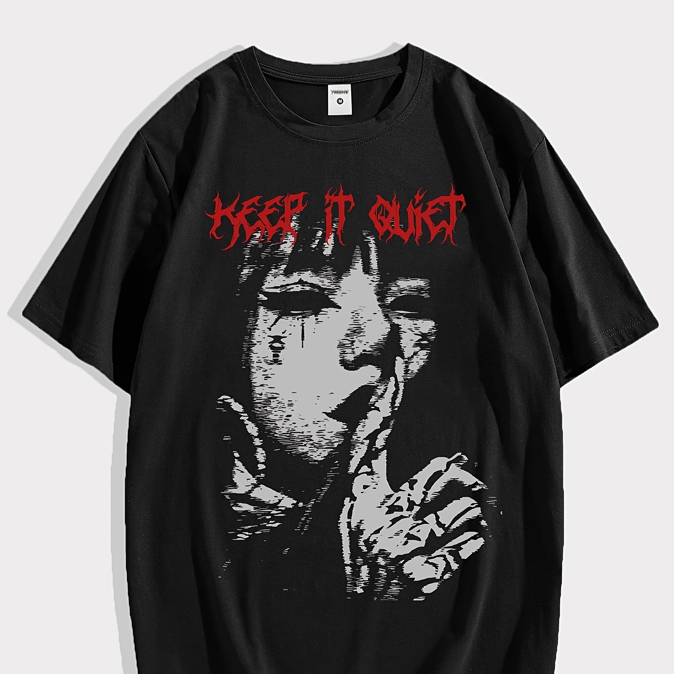 Quiet Goth Character Portrait Men's Summer Casual Short Sleeve T-shirt