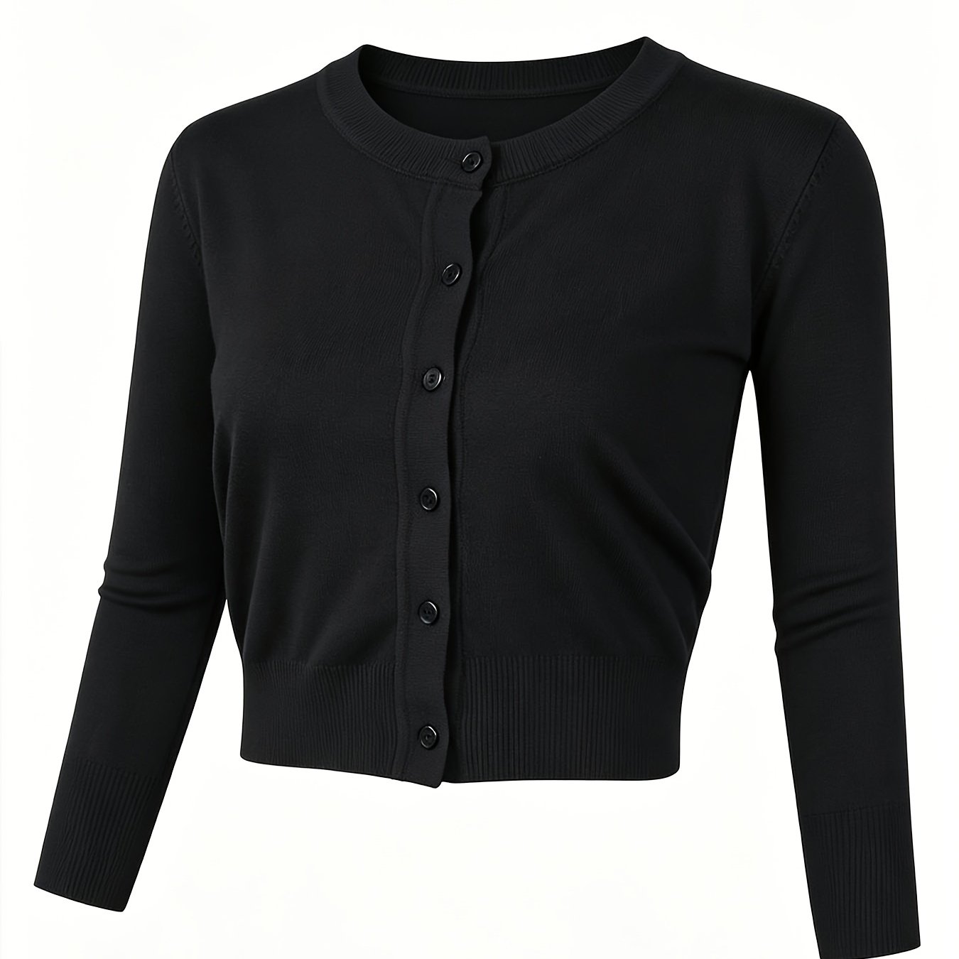TEMU Basic Versatile Cropped Cardigan, Hot Slim Fit Flattering Button-up Sweater Jacket