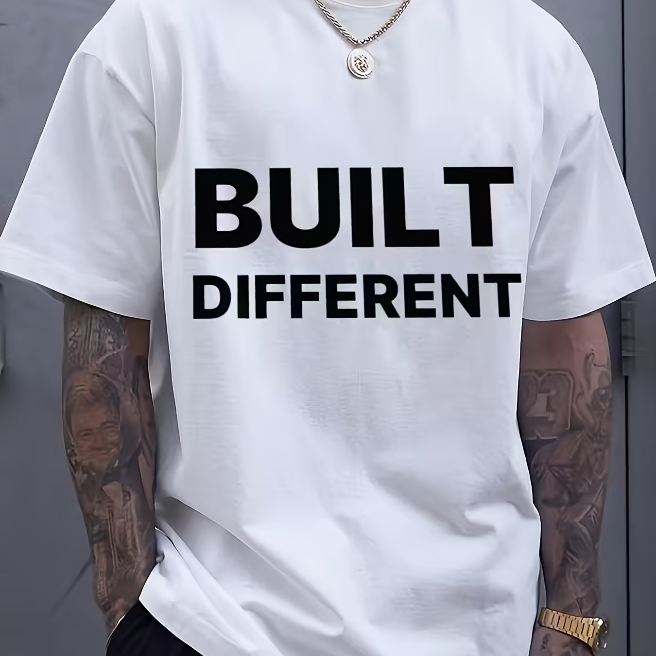 TEMU Men's Loose T-shirt | Unique Casual Wear, Soft And Breathable, Casual Sports Shirt, All Sizes , Urban Fashion, Crew Neck, Geometric-pattern,