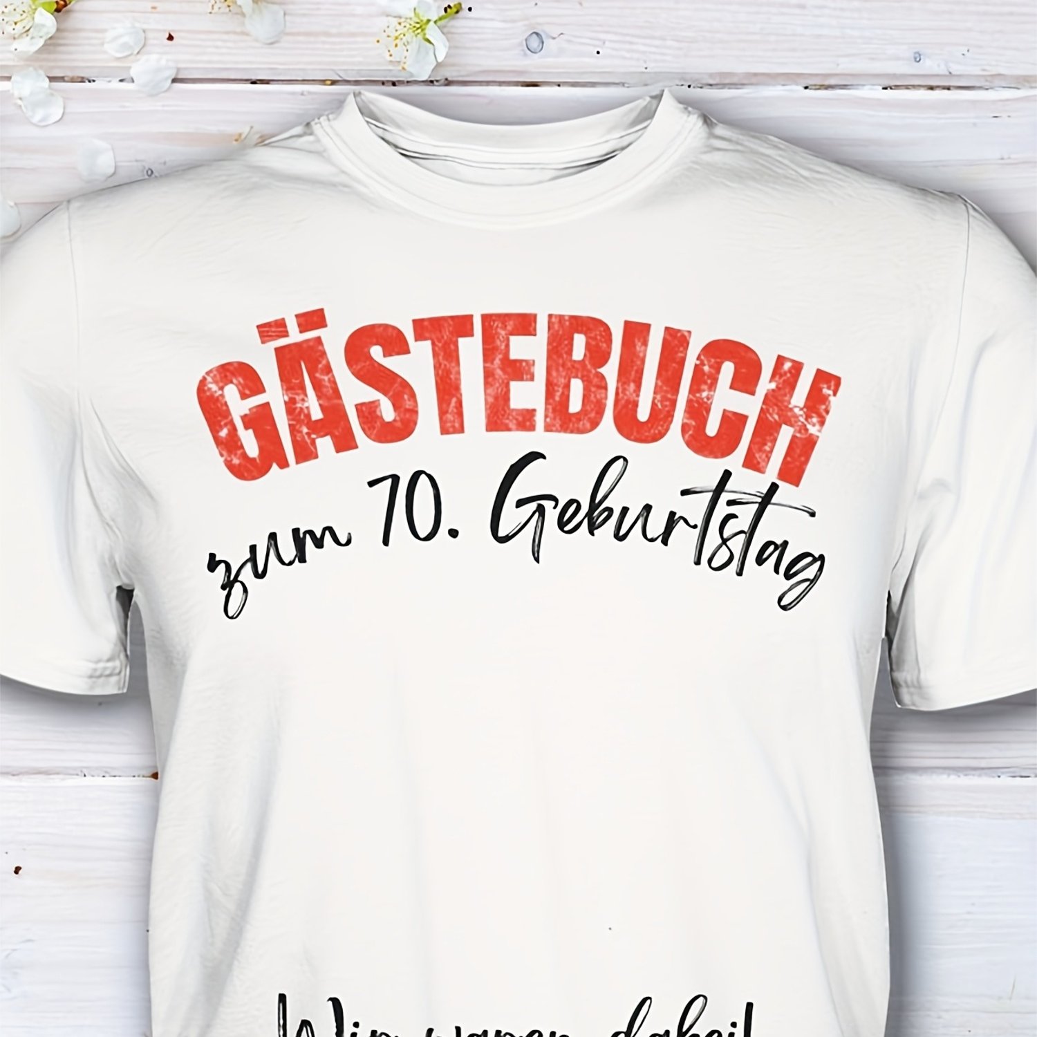 Image of 70th Birthday Guestbook T-shirt For - Signature Book Suitable For Milestone Parties, 70 Year Old Gift With Signing, Round Neck Casual Tee For 70th Celebration Outfit For Him Or Her