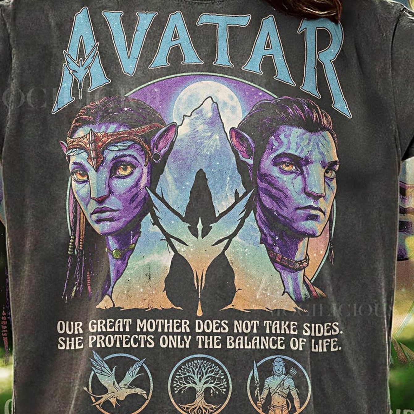 Image of Vintage 90s Graphic Style Colors Tshirt Our Great Mother Does Not Take Sides Retro Faded Tee Y2k Gift Na'vi Shirt