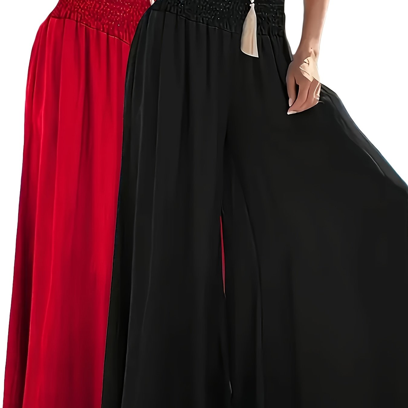 E-shop Plus Size - Plus Size - 2-teiliges Plus Size Damenmode Lässige lockere weite Bein elastische Taille weite Hosen