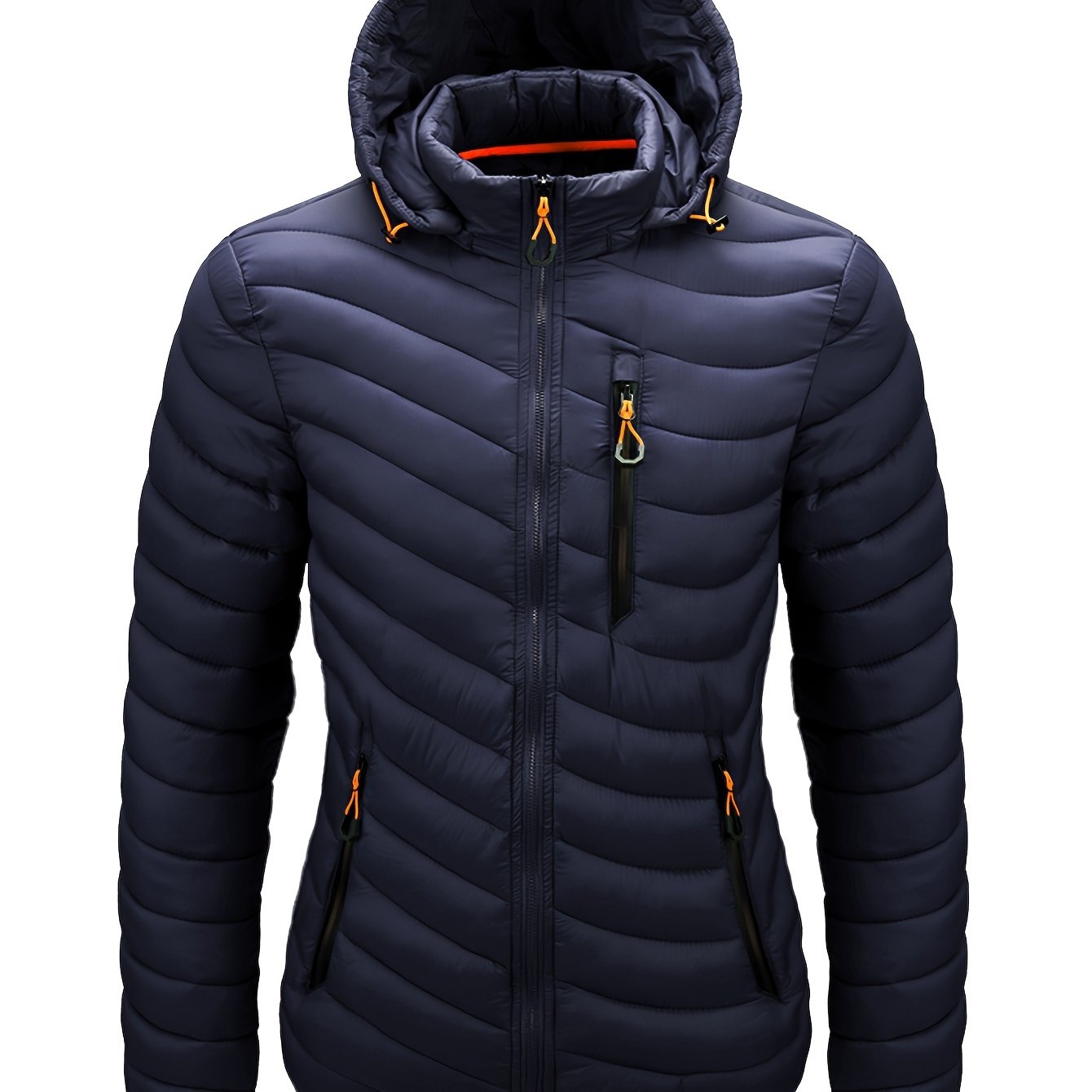 Image of New Autumn And Winter Lightweight Jacket With Detachable Hood, Stand Collar, Contrasting Colors, And Warm Insulation, Designed For Women.