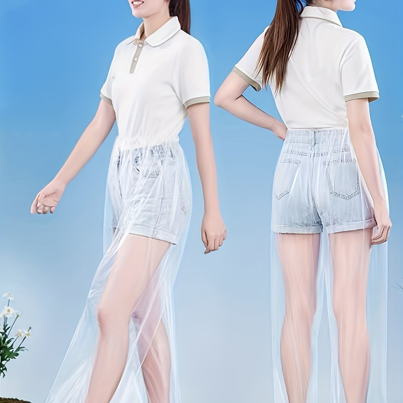 TEMU 3pcs Set, Transparent White And Blue Disposable Rain Pants, Full-foot Rain Pants, Thickened Durable Pe Material, Portable And Convenient, Shoes