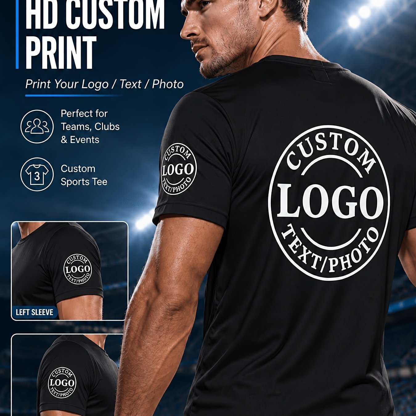 TEMU Custom Size Men's T-shirt - Personalized Design/logo/pattern - Short Sleeve Round Neck, Father's Day Gift, Suitable For Running, Tennis, Gym,