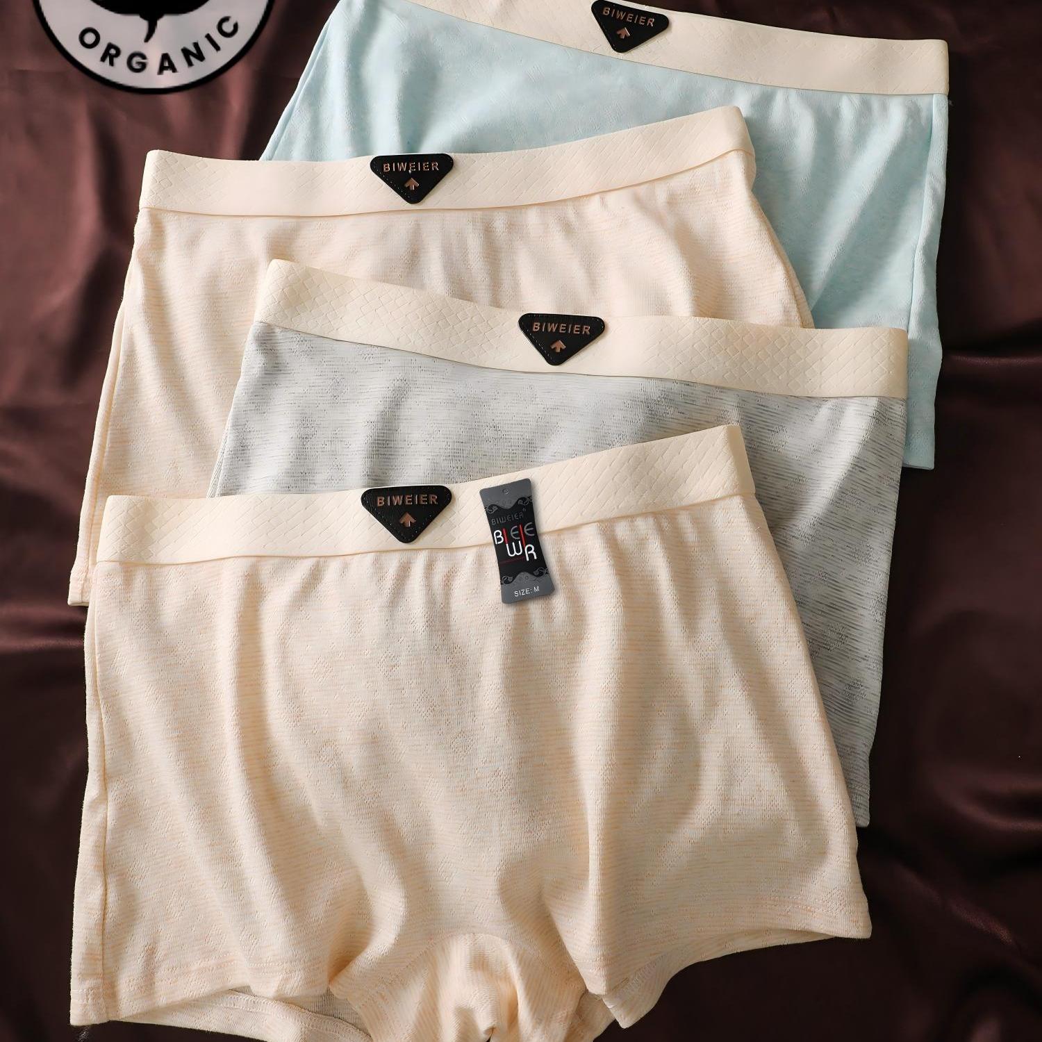 Image of 4 Pcsf Biweier Ladies' Simple Solid-color Pajama-style Boyshorts, Soft And Comfortable, Lightweight And Breathable, Suitable For Ladies' Casual Sports And Home Commuting.