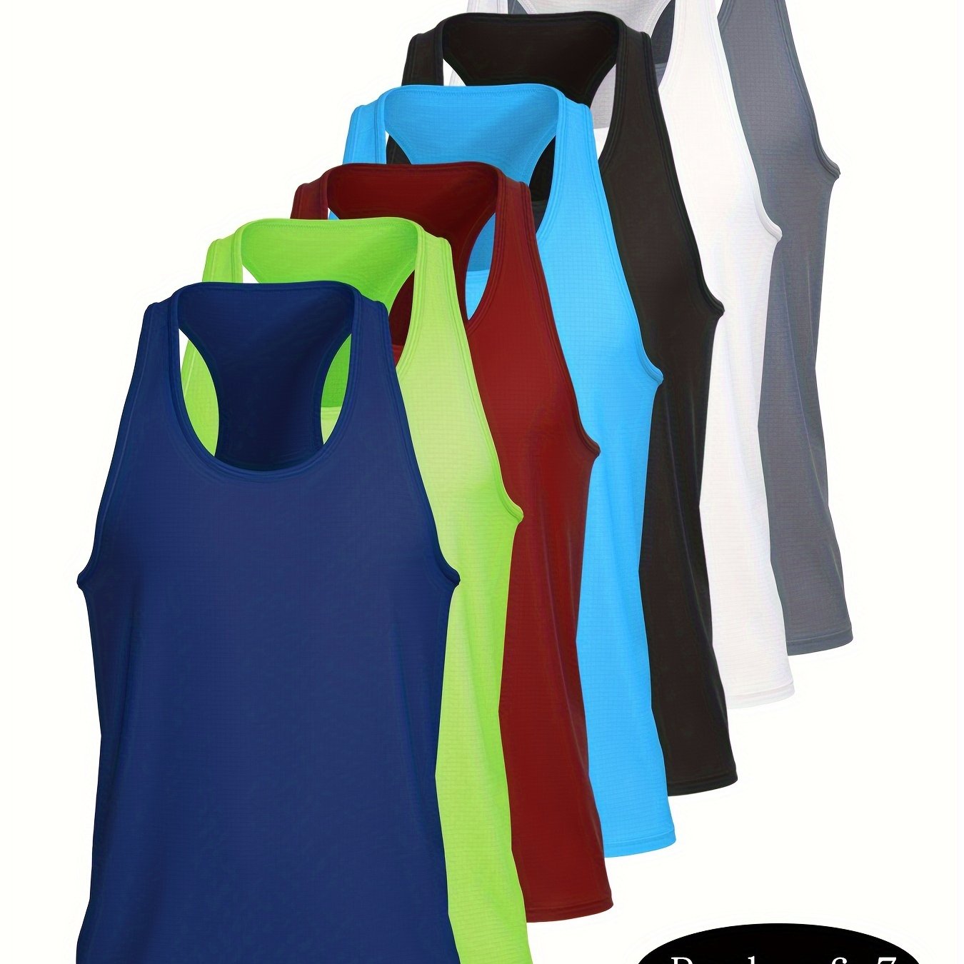 7pcs 7pcs Men's Sports Tank Tops, Lightweight, Breathable, Quick-drying, Sleeveless Vests For Sports And Leisure, Basketball, Marathon, , And Fitness