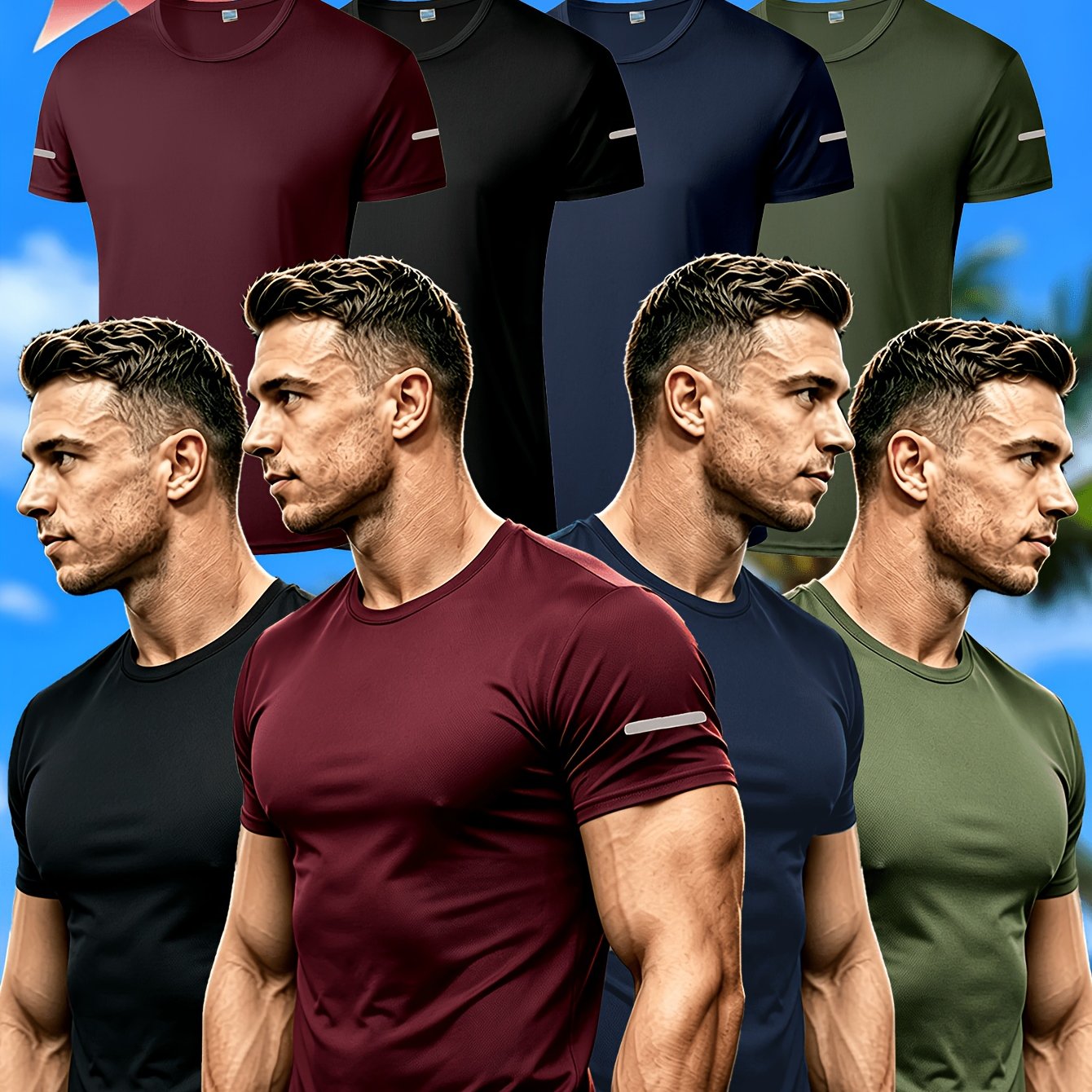 TEMU 4pcs Mixed Color Casual Sport T-shirts, Breathable And Short Sleeve Crew Neck T-shirts, Fitness Running Short Sleeve Tees, Men's Fitness Sports