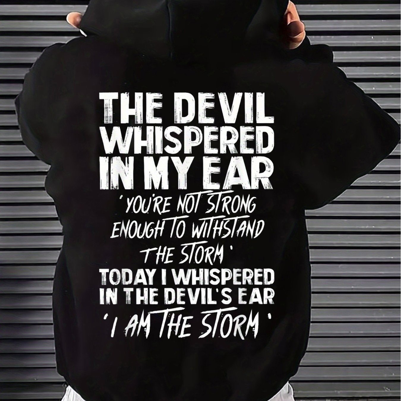 TEMU T-shirt décontracté à manches longues avec motif Devil Storm et lettrage de motivation, pull ample et chaud est parfait pour une tenue