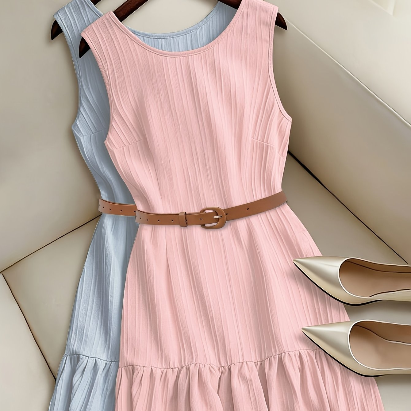 TEMU Fashionable And Elegant Party-style A-line Short Skirt With Hem, A 2pcs Set Of Elegant Women's Dresses