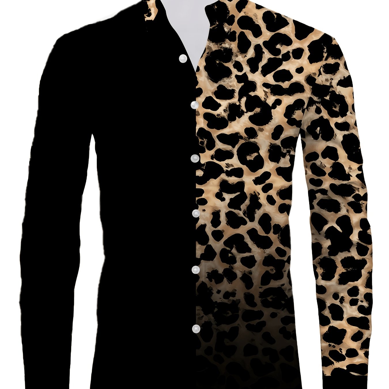 TEMU Camicia a Maniche Lunghe con Stampa Leopardata , Minimalista e , Casual, Versatile e Adatta per Appuntamenti, Formali e Sociali, per Estate, e