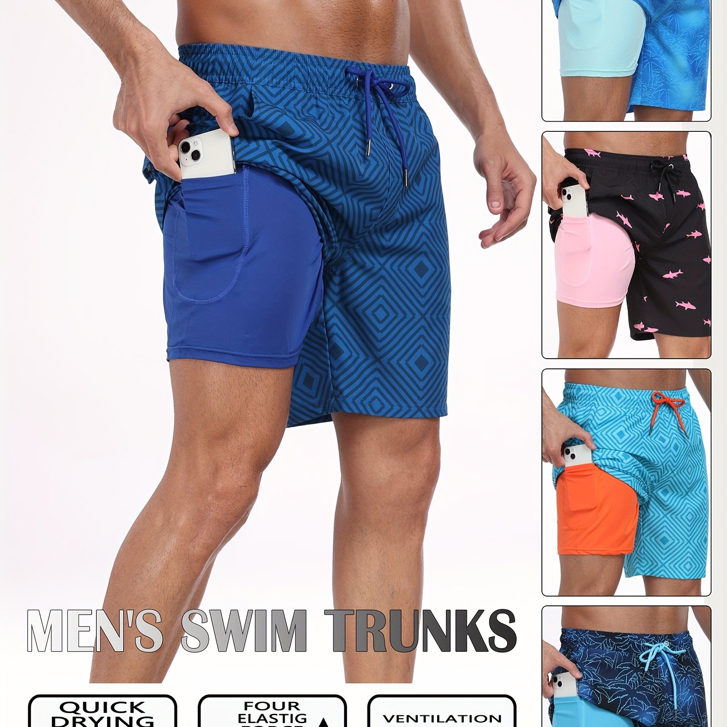 TEMU Shorts de Plage Séchage Rapide pour Homme